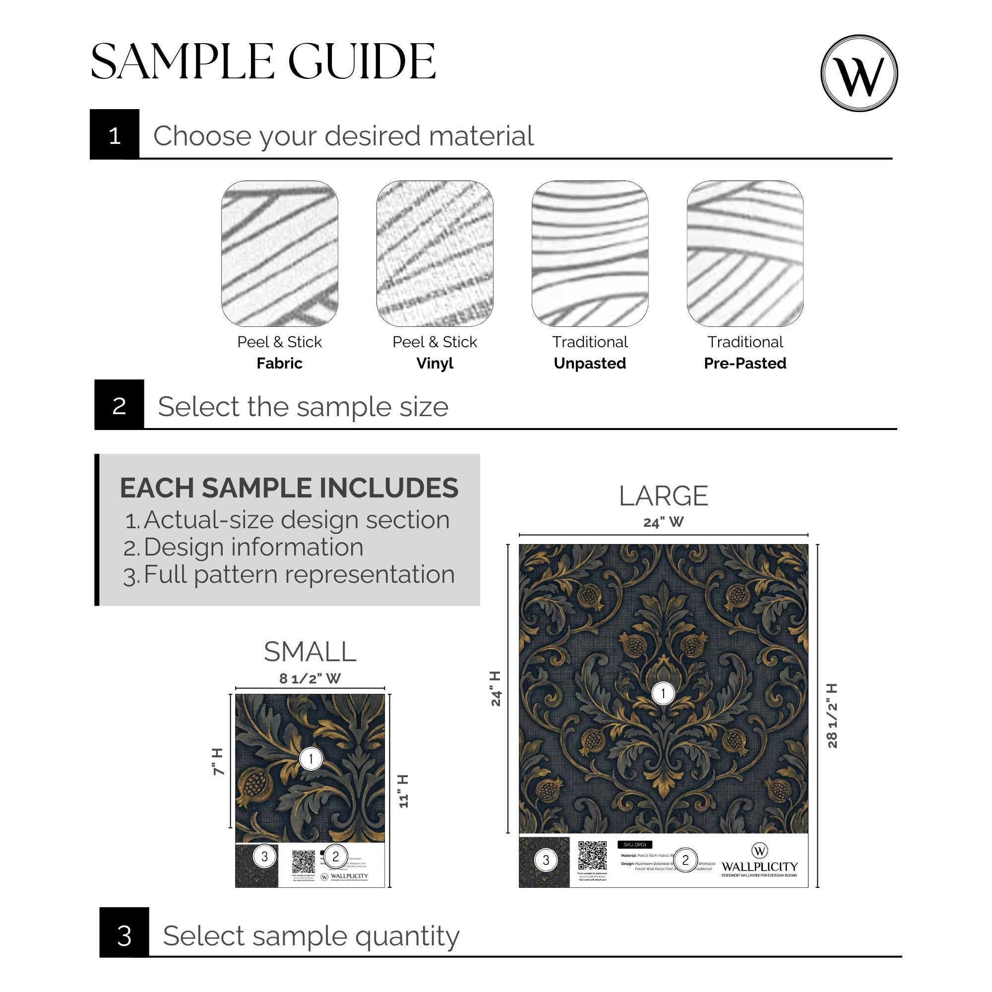 Midnight Damask wallpaper sample guide
