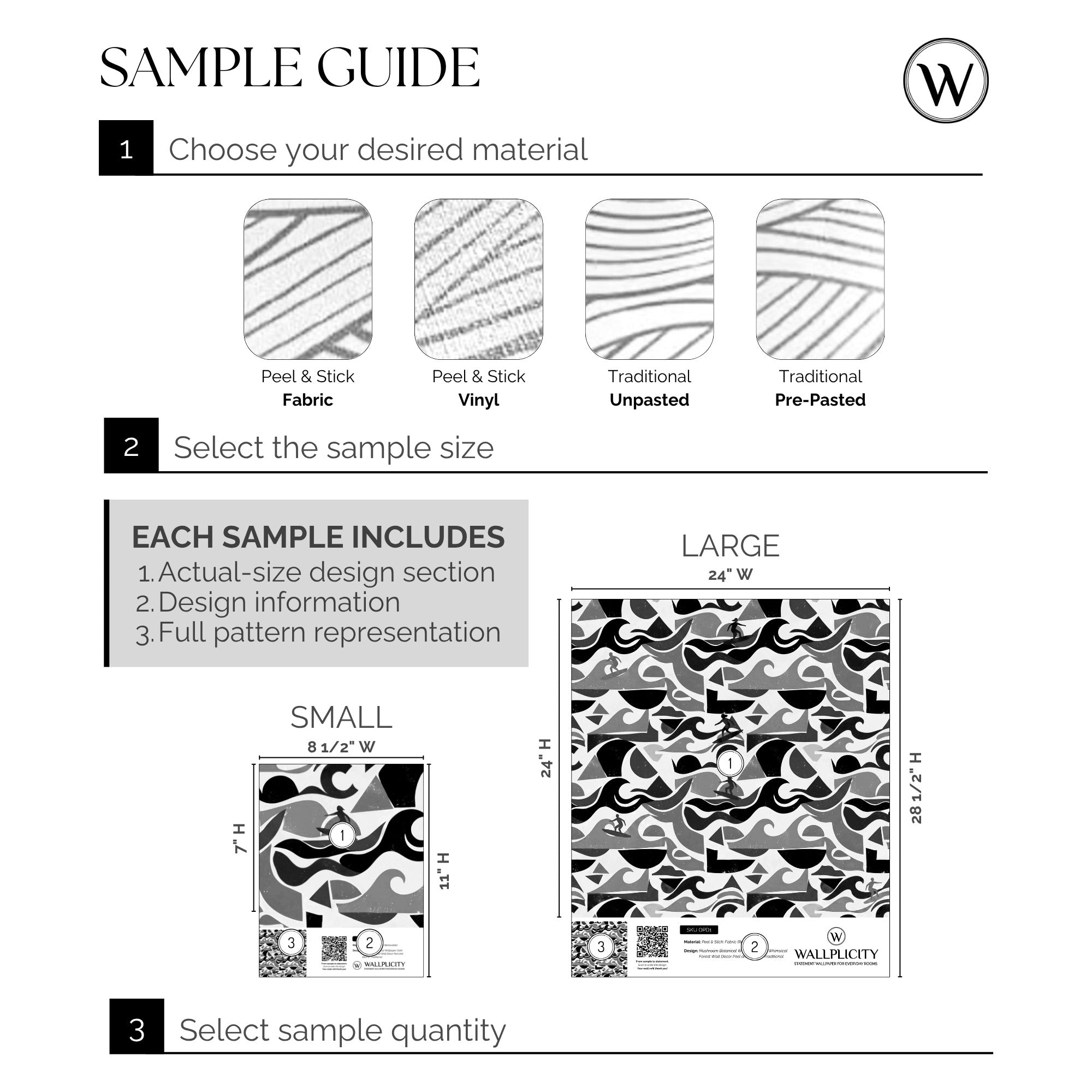 Monochrome Surf wallpaper sample guide