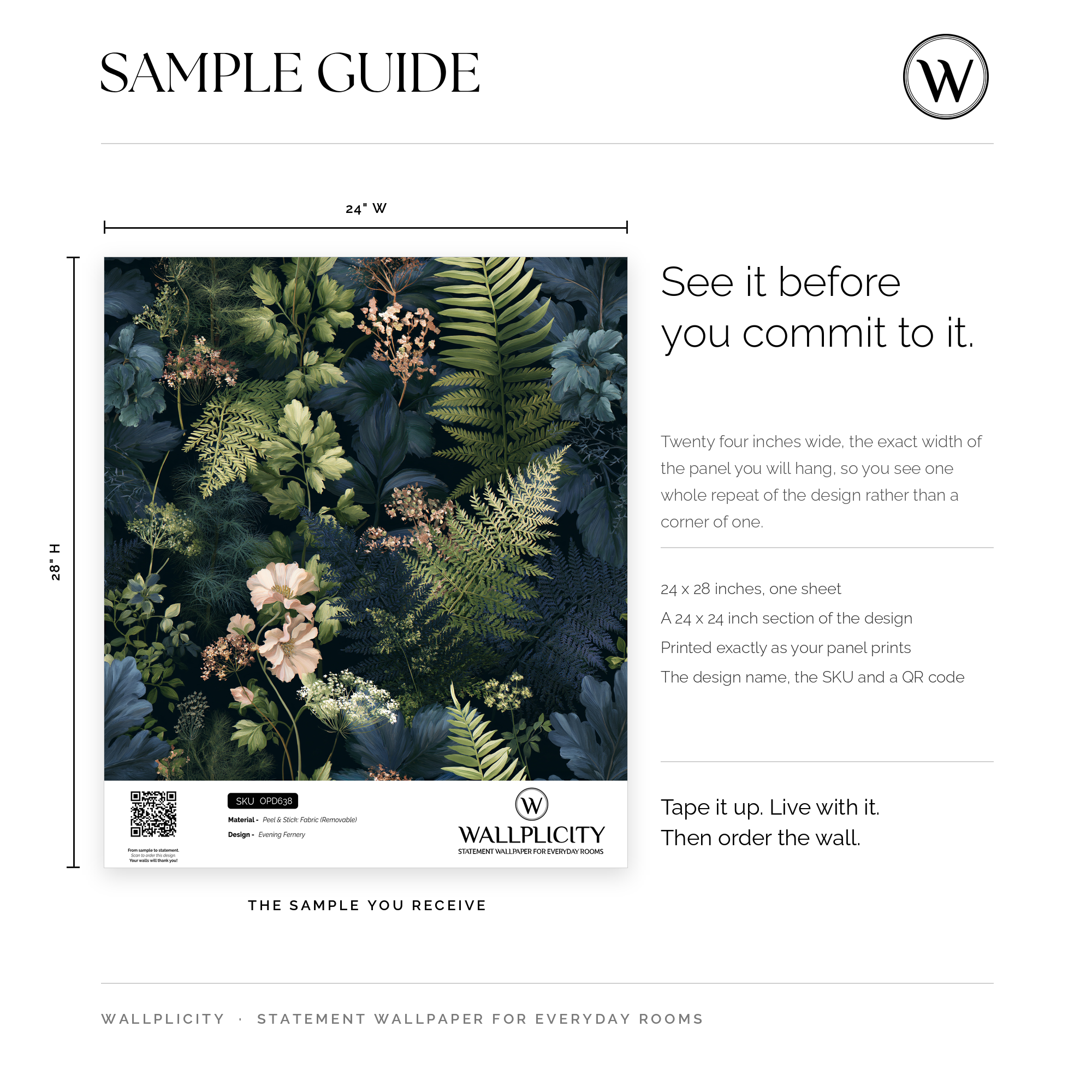 Evening Fernery wallpaper sample guide