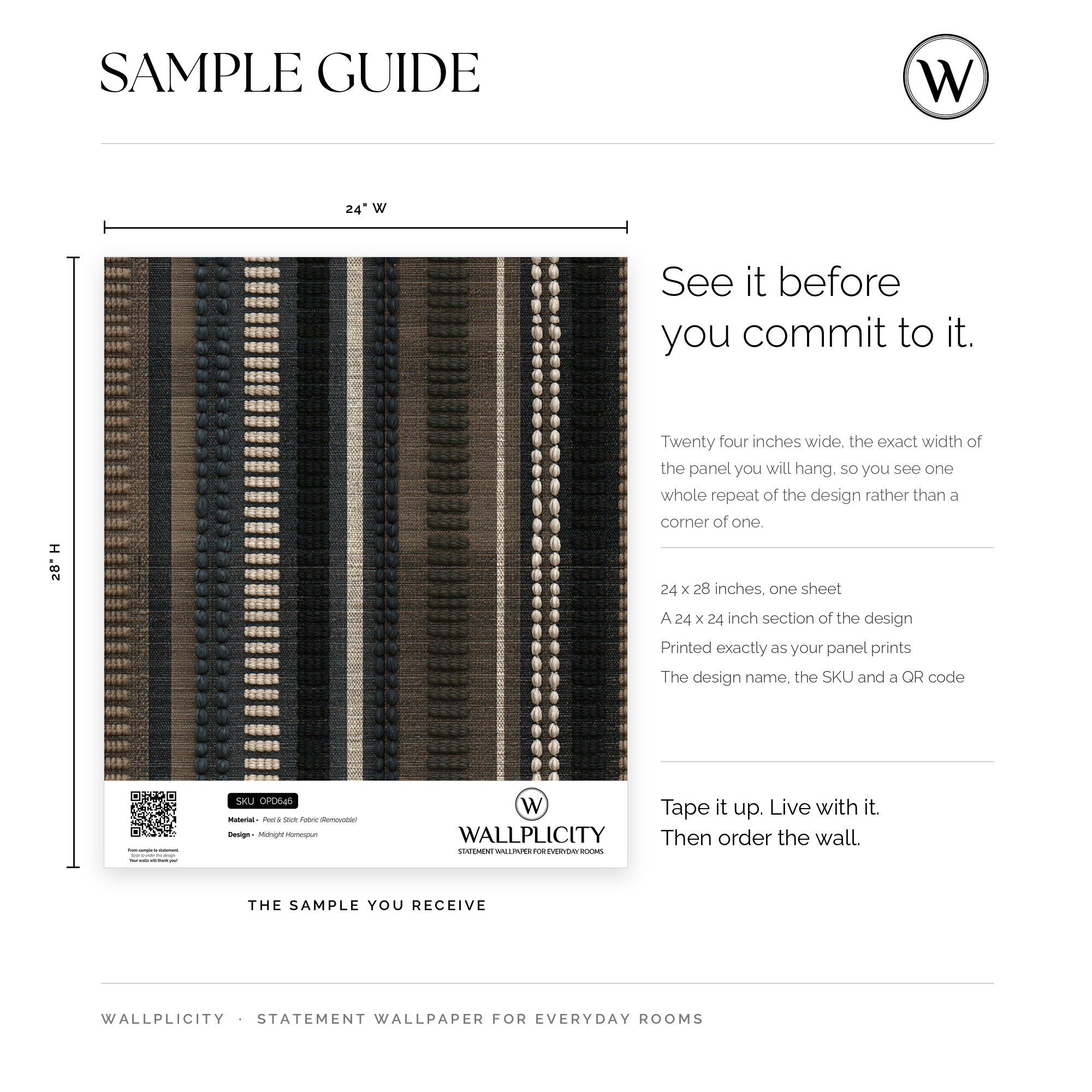 Midnight Homespun wallpaper sample guide