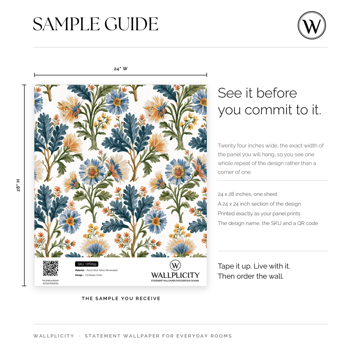 Cornflower Chintz wallpaper sample guide