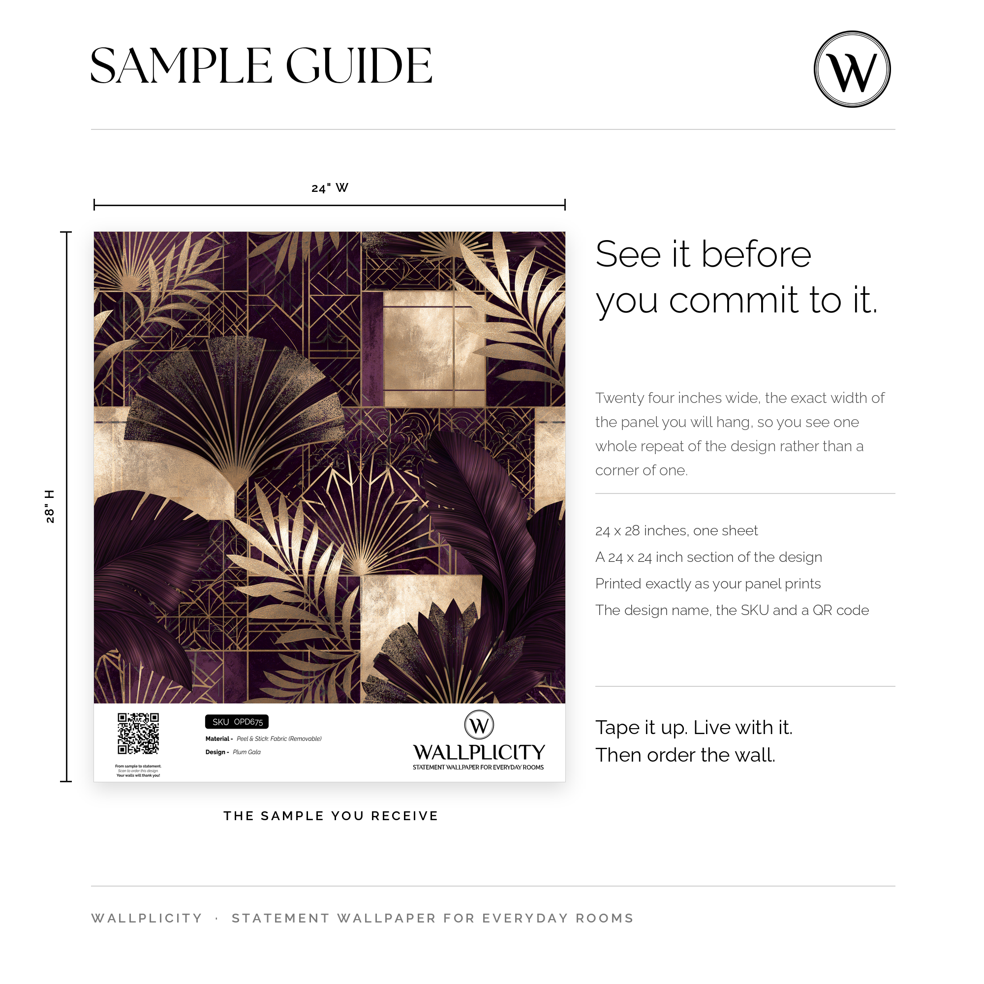 Plum Gala wallpaper sample guide
