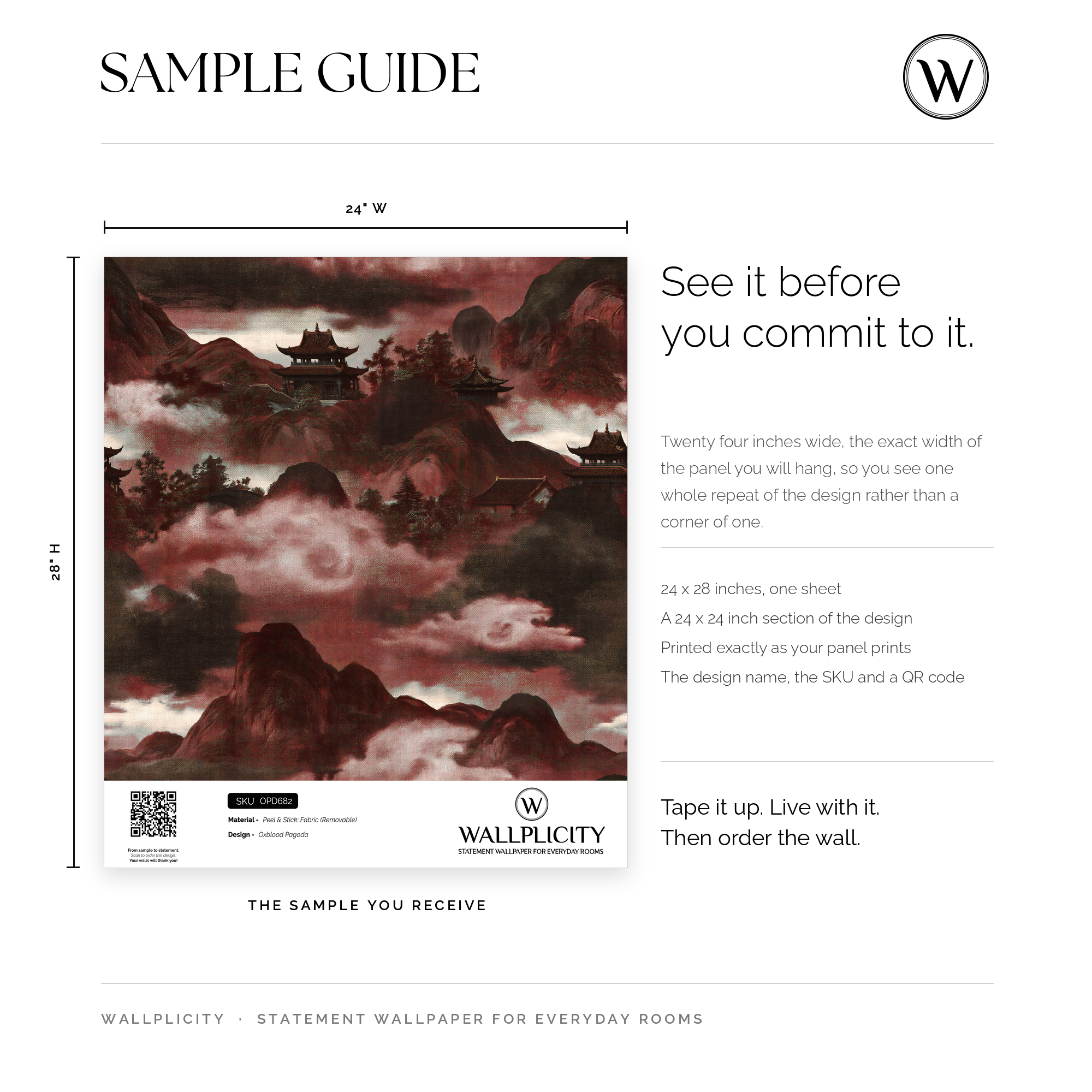 Oxblood Pagoda wallpaper sample guide