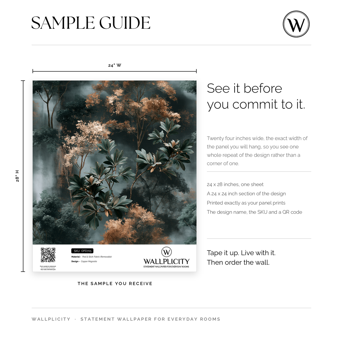 Copper Magnolia wallpaper sample guide