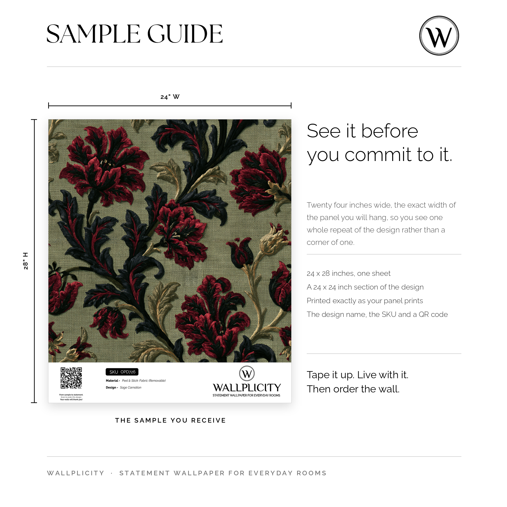 Sage Carnation wallpaper sample guide