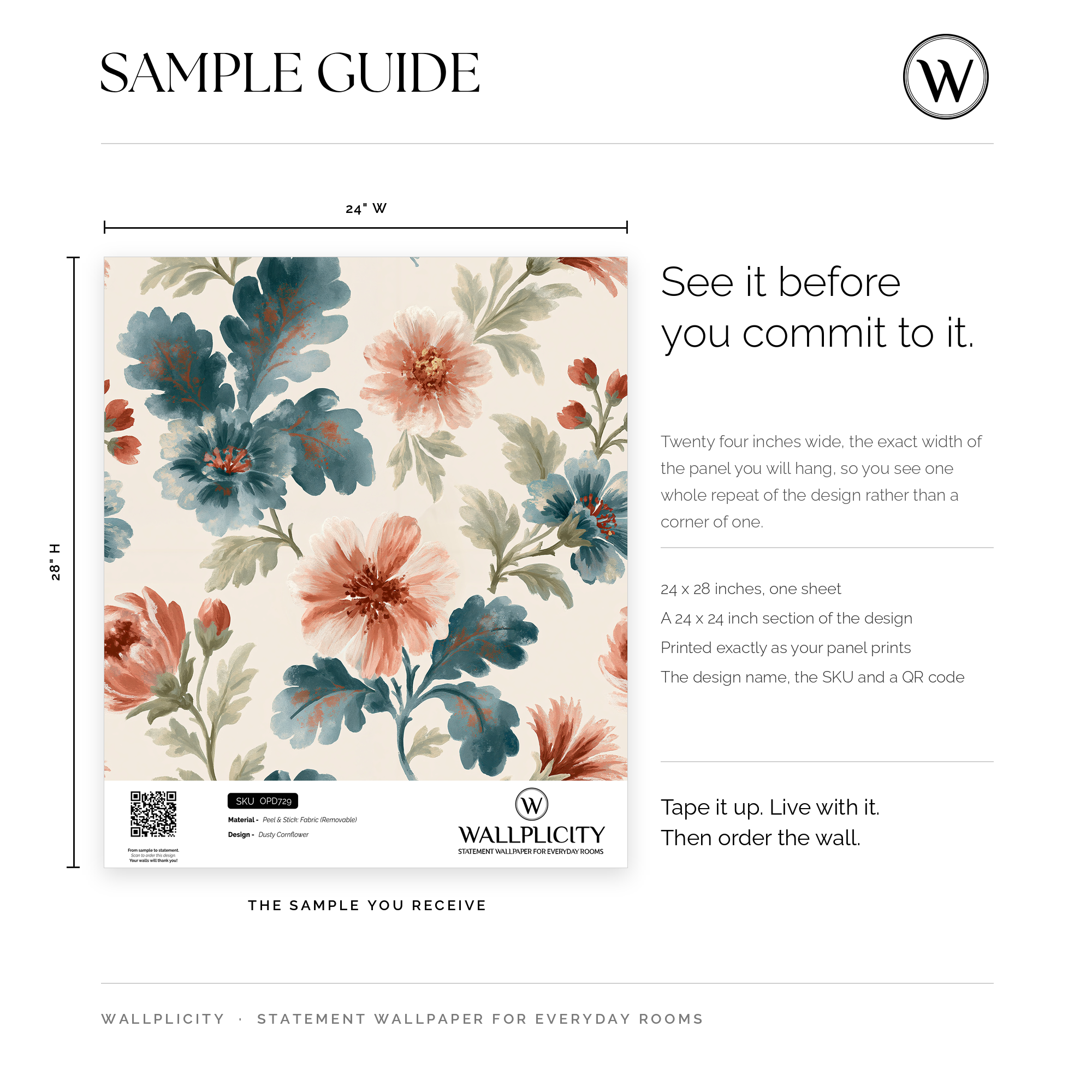 Dusty Cornflower wallpaper sample guide