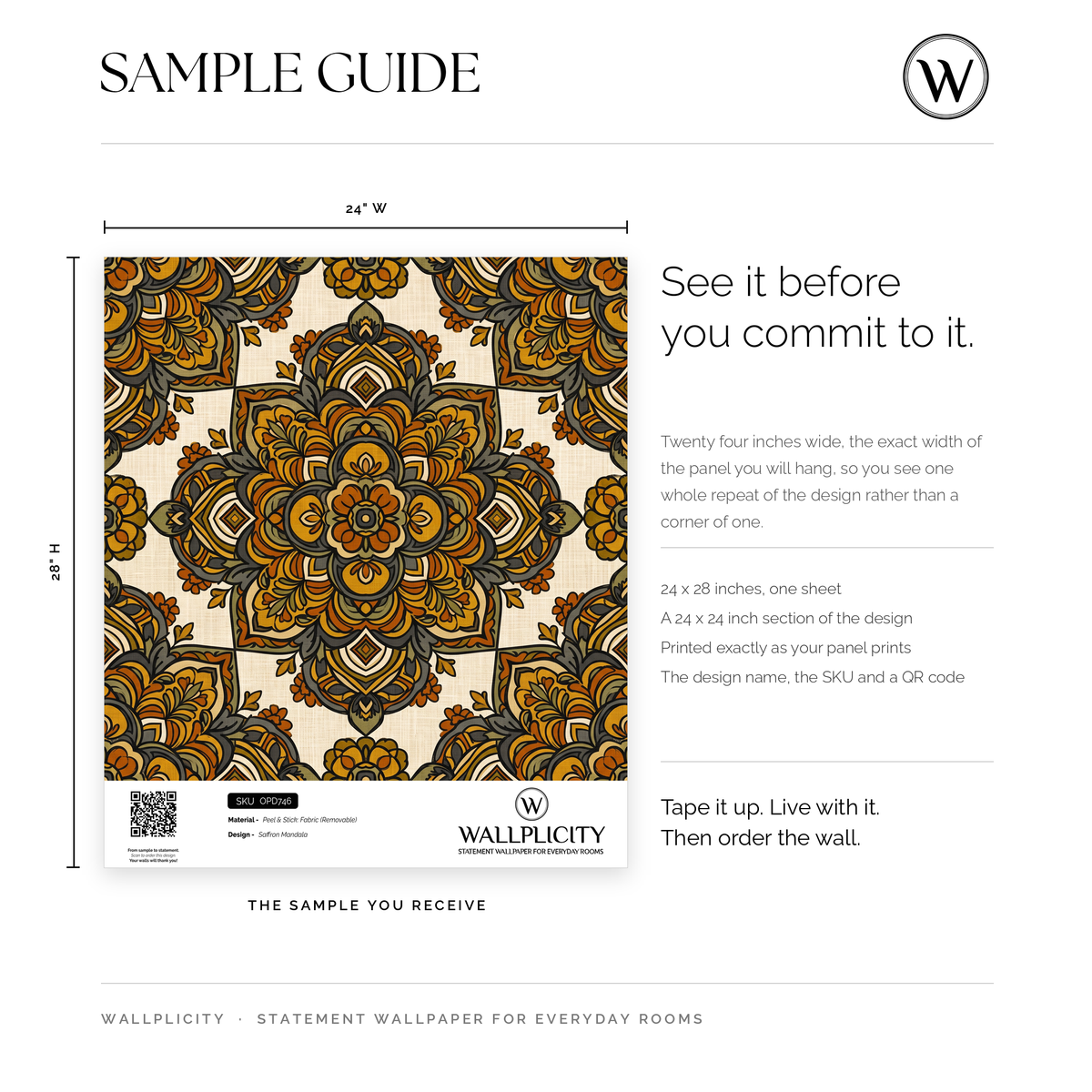 Saffron Mandala wallpaper sample guide