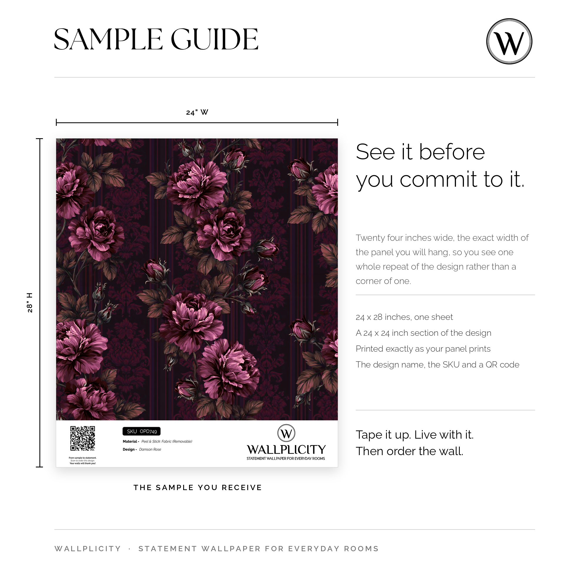 Damson Rose wallpaper sample guide