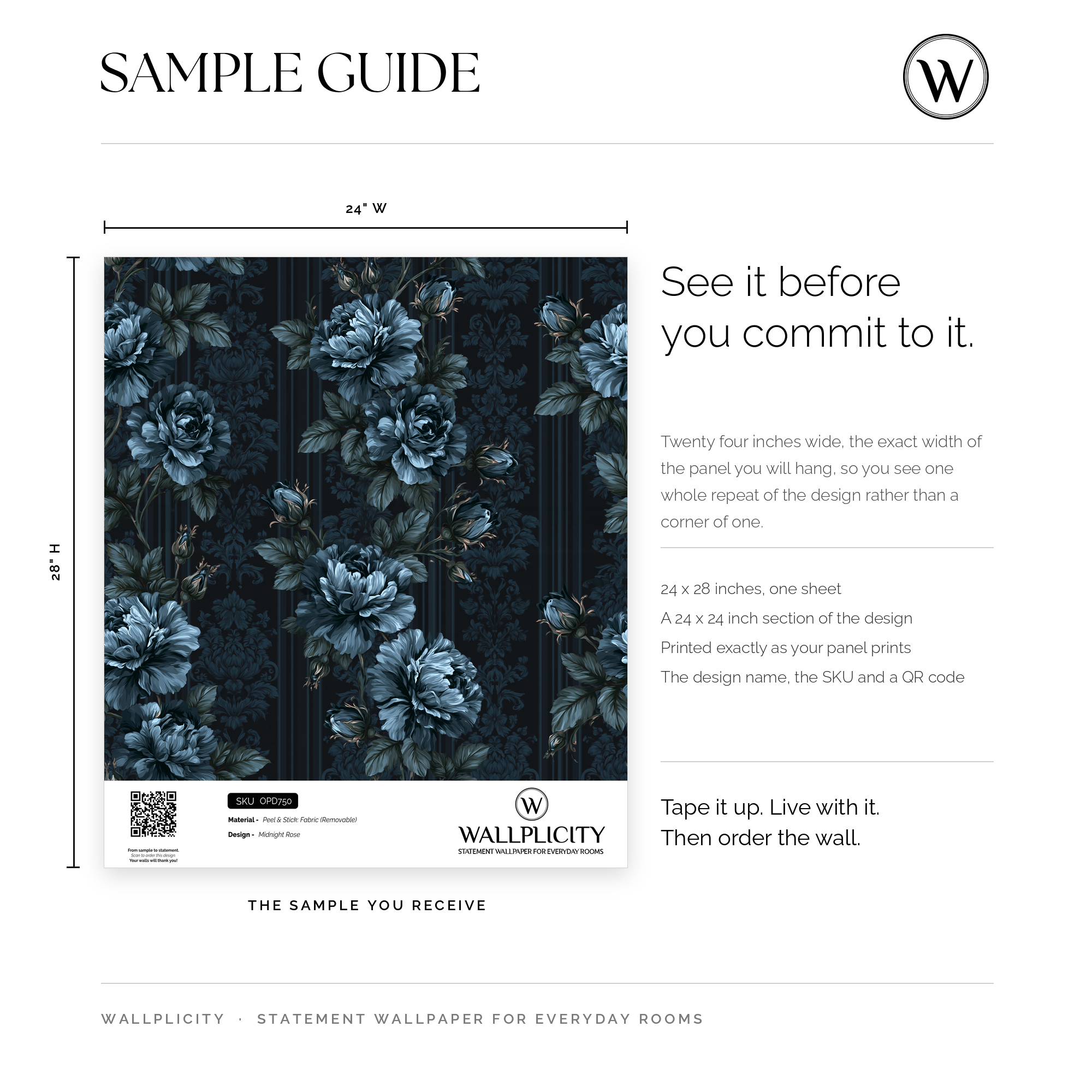 Midnight Rose wallpaper sample guide