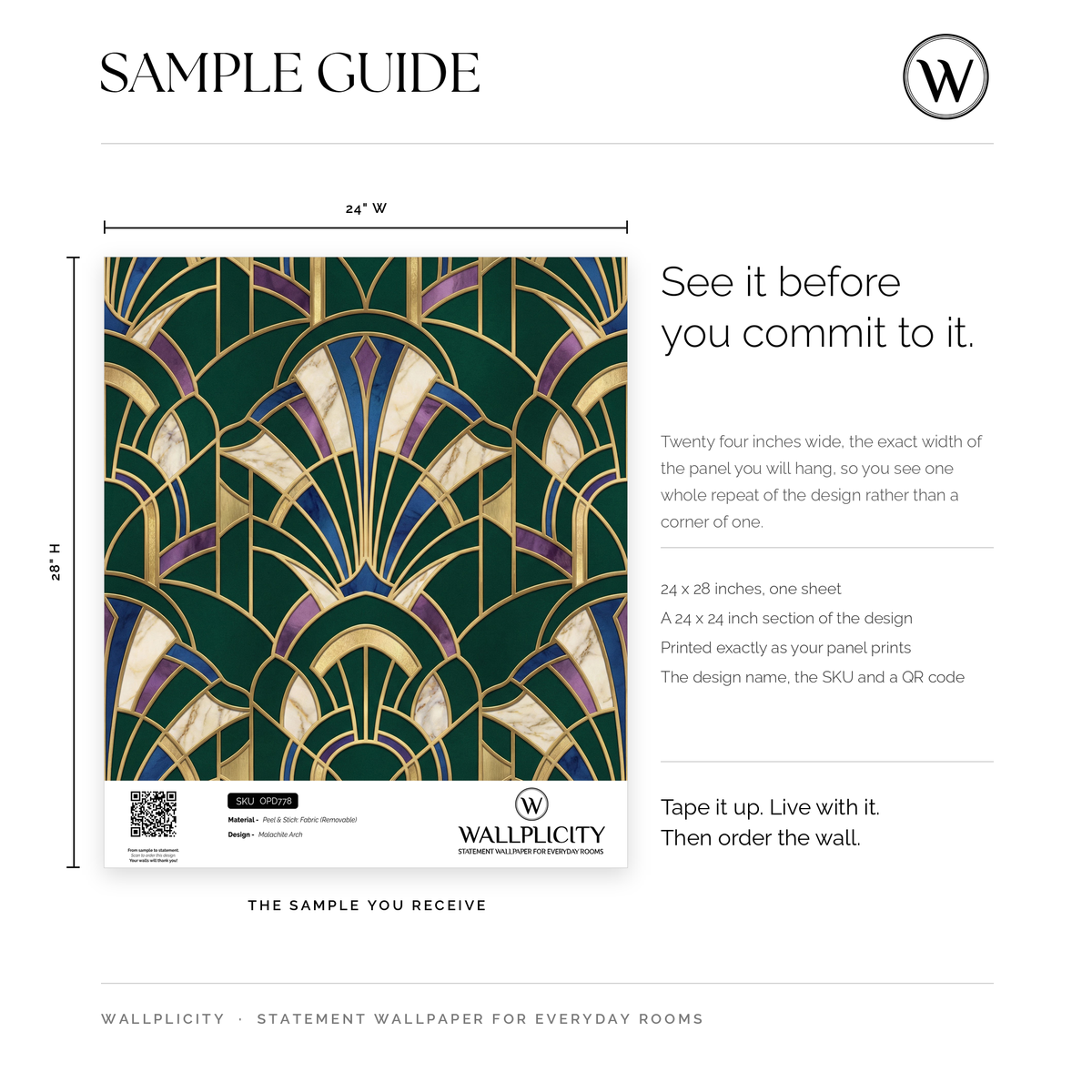 Malachite Arch wallpaper sample guide