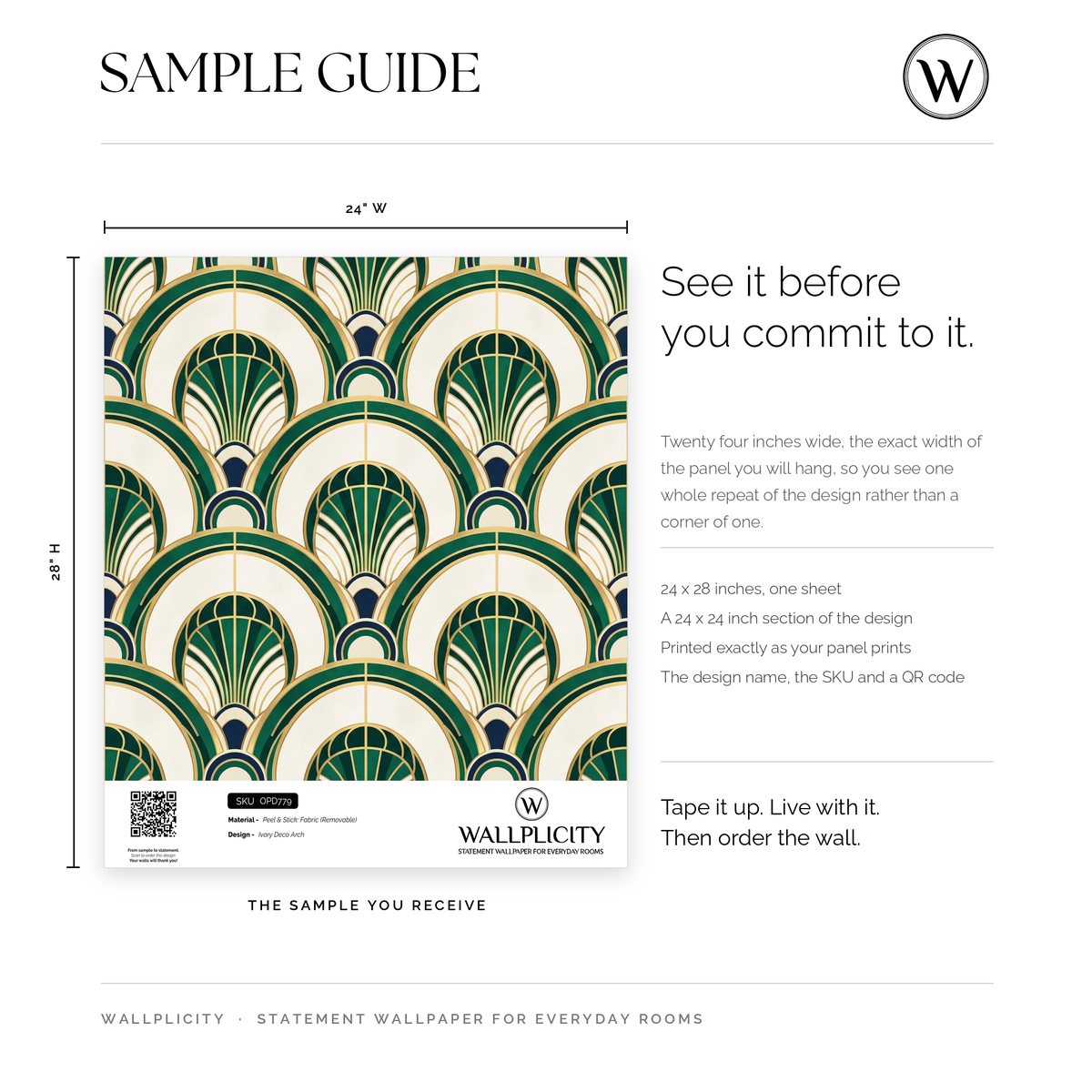 Ivory Deco Arch wallpaper sample guide