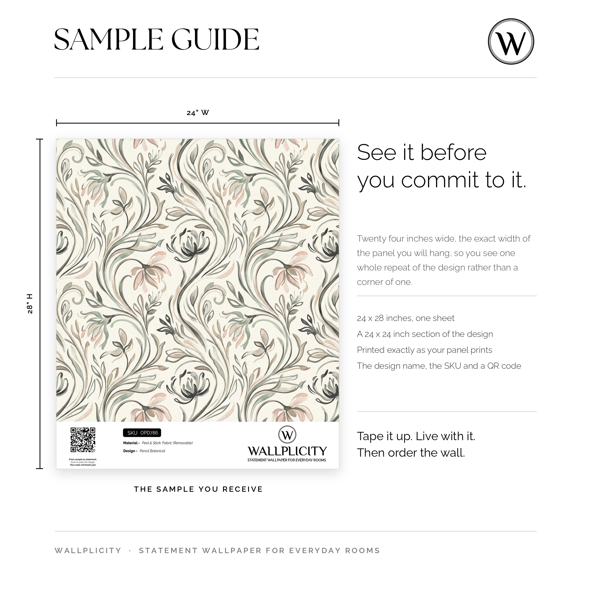 Pencil Botanical wallpaper sample guide
