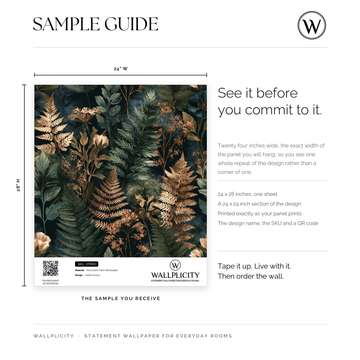 Golden Fernery wallpaper sample guide