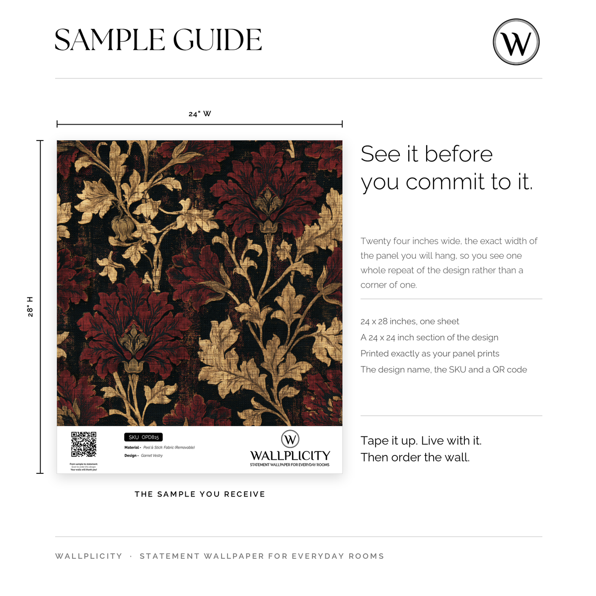 Garnet Vestry wallpaper sample guide
