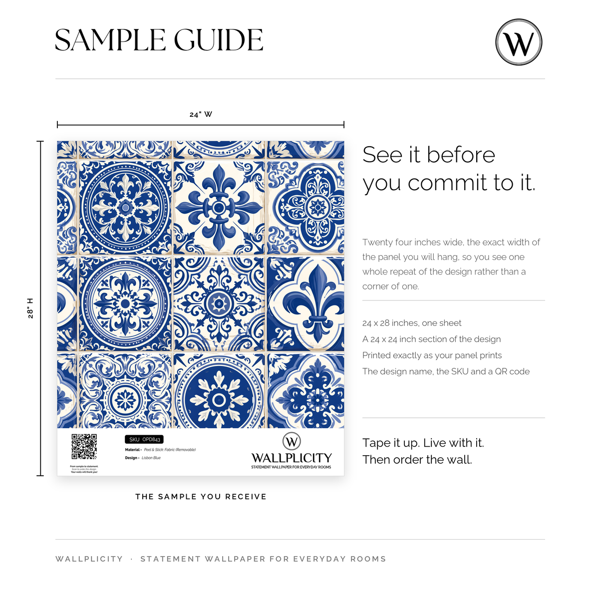 Lisbon Blue wallpaper sample guide