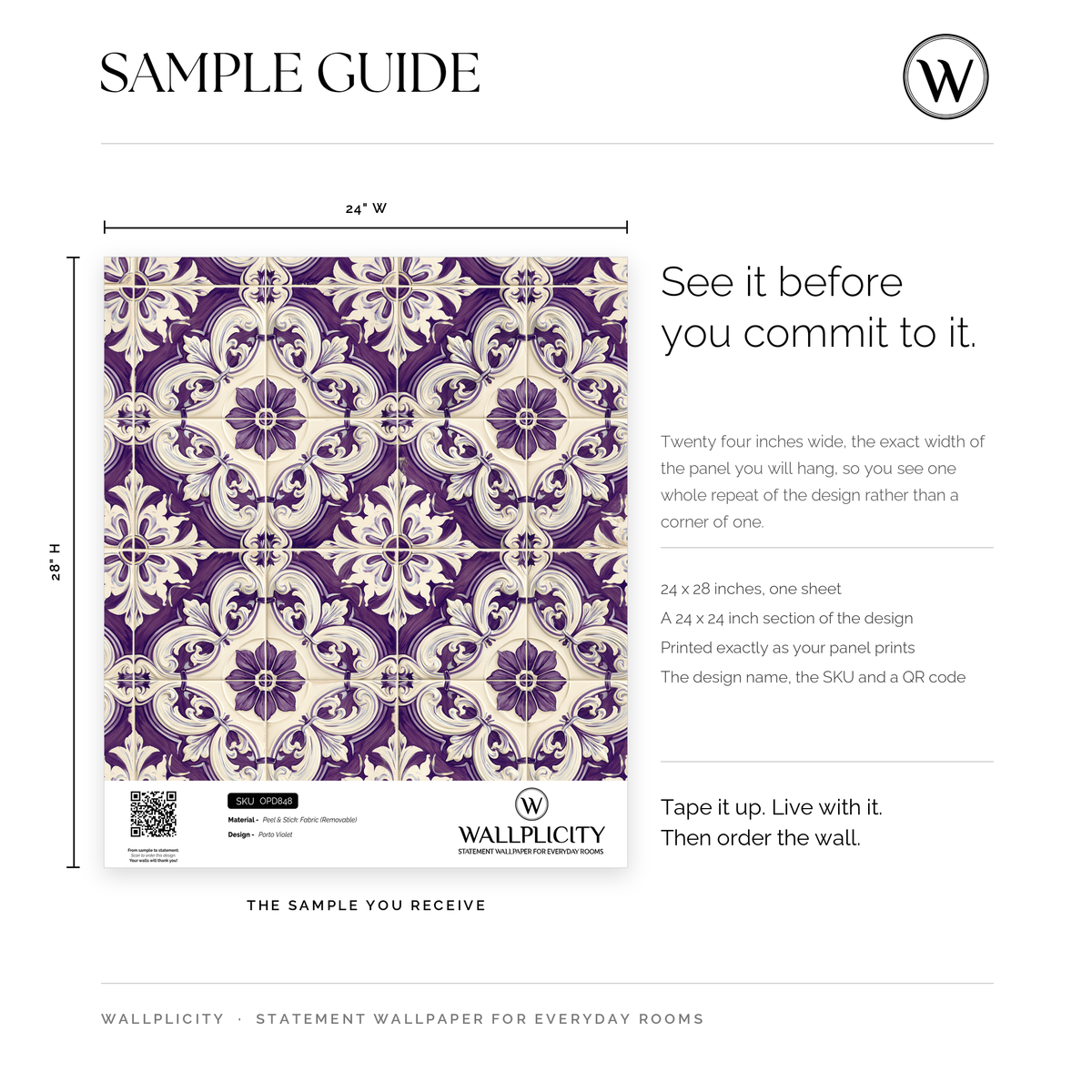 Porto Violet wallpaper sample guide