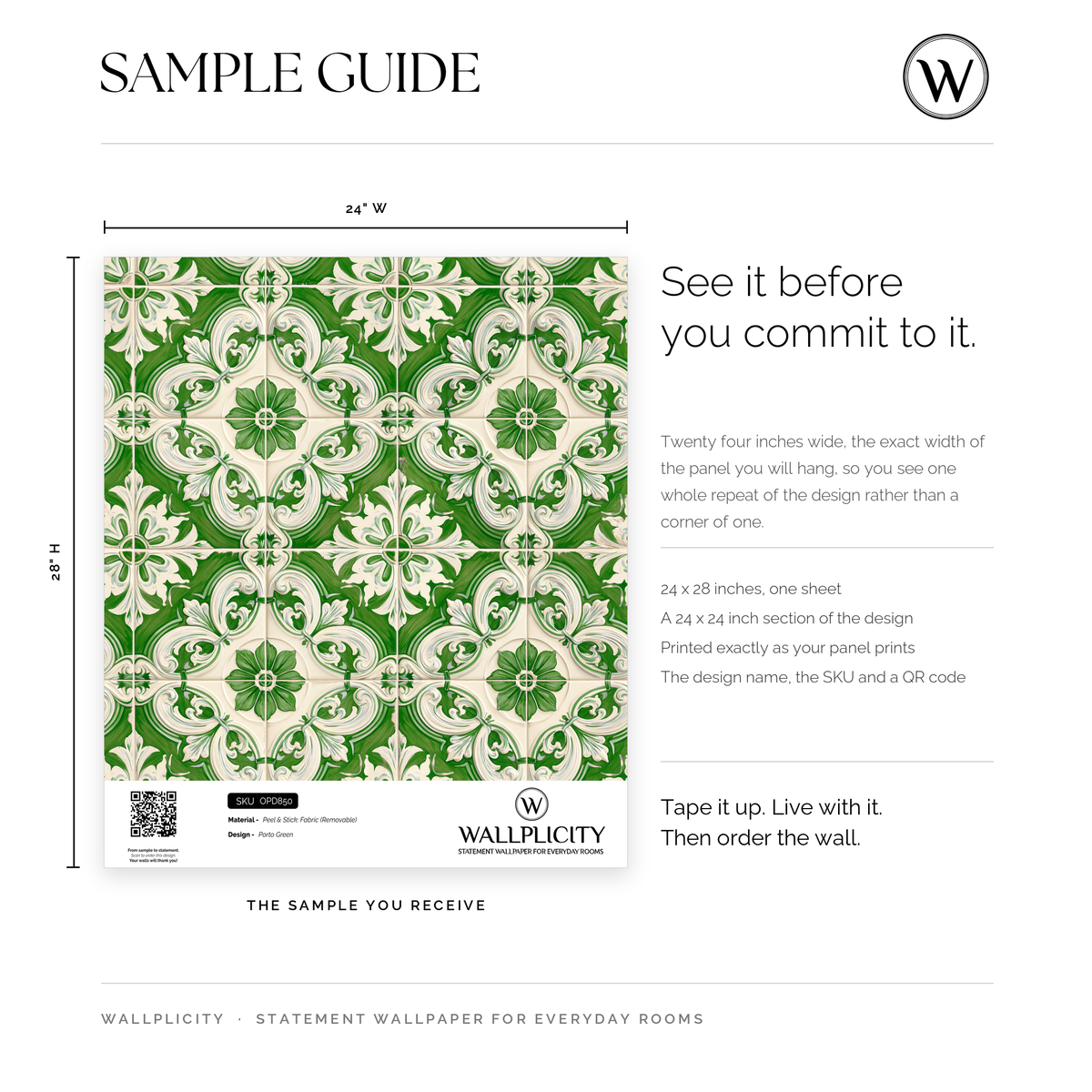 Porto Green wallpaper sample guide