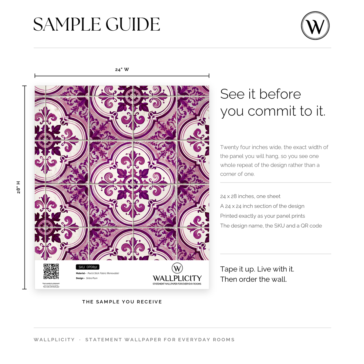 Sintra Plum wallpaper sample guide