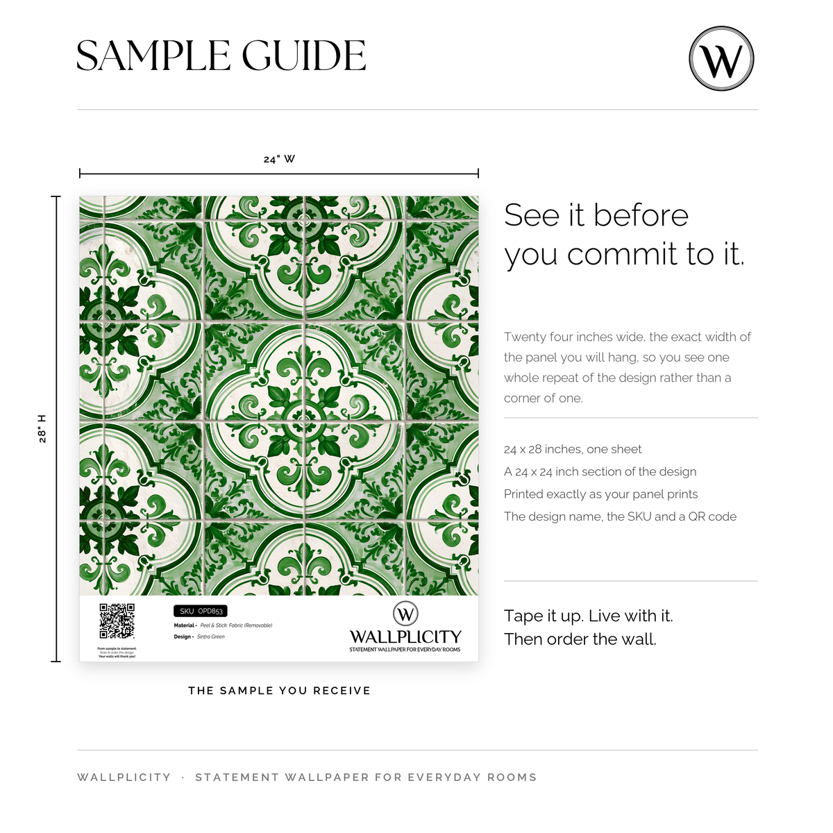 Sintra Green wallpaper sample guide