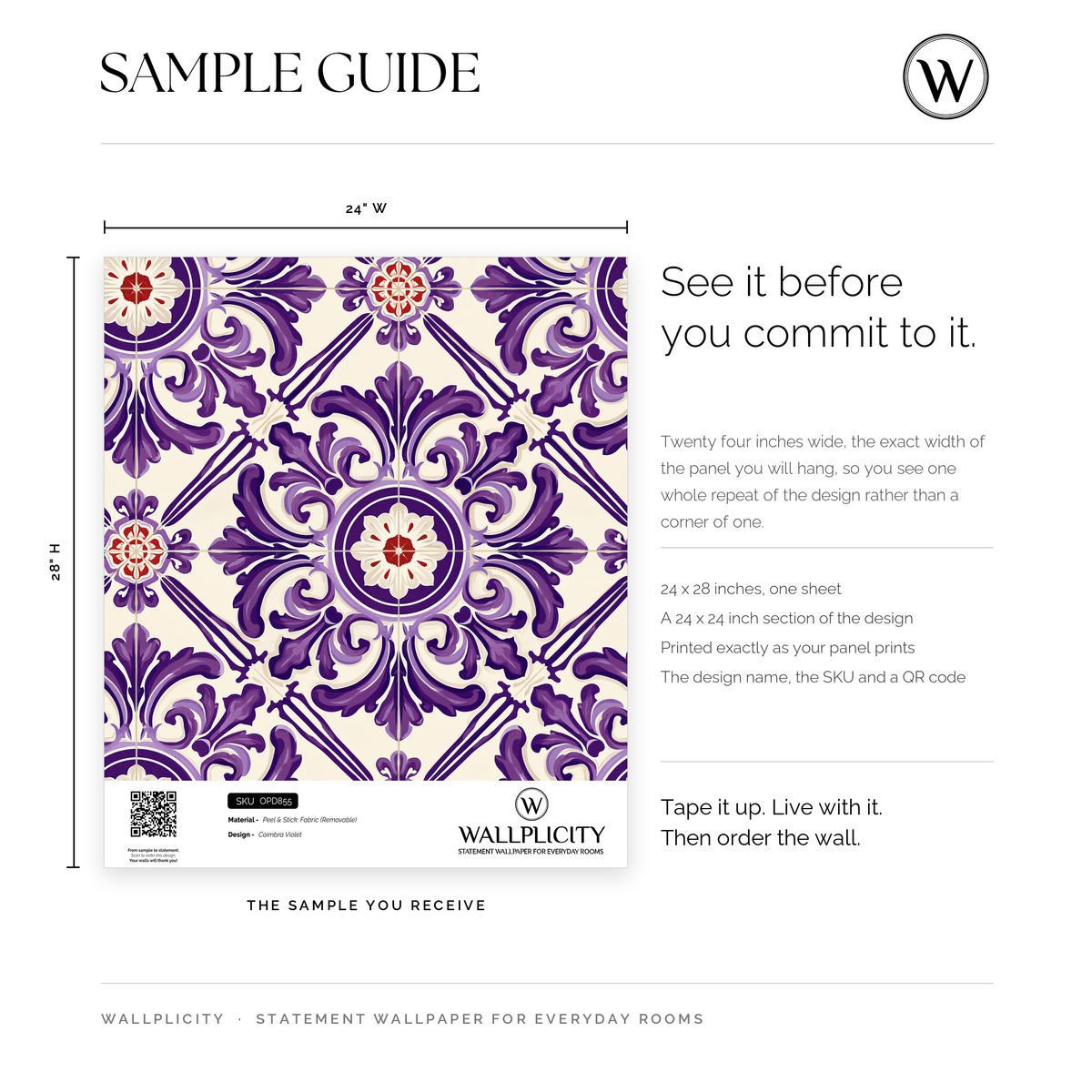 Coimbra Violet wallpaper sample guide