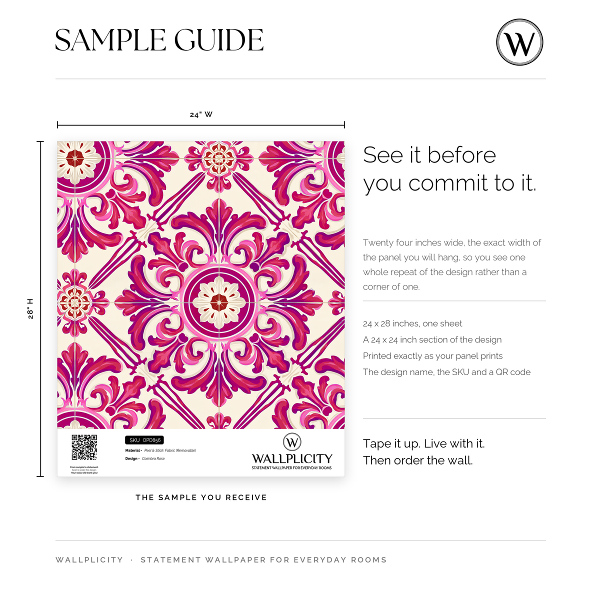 Coimbra Rose wallpaper sample guide
