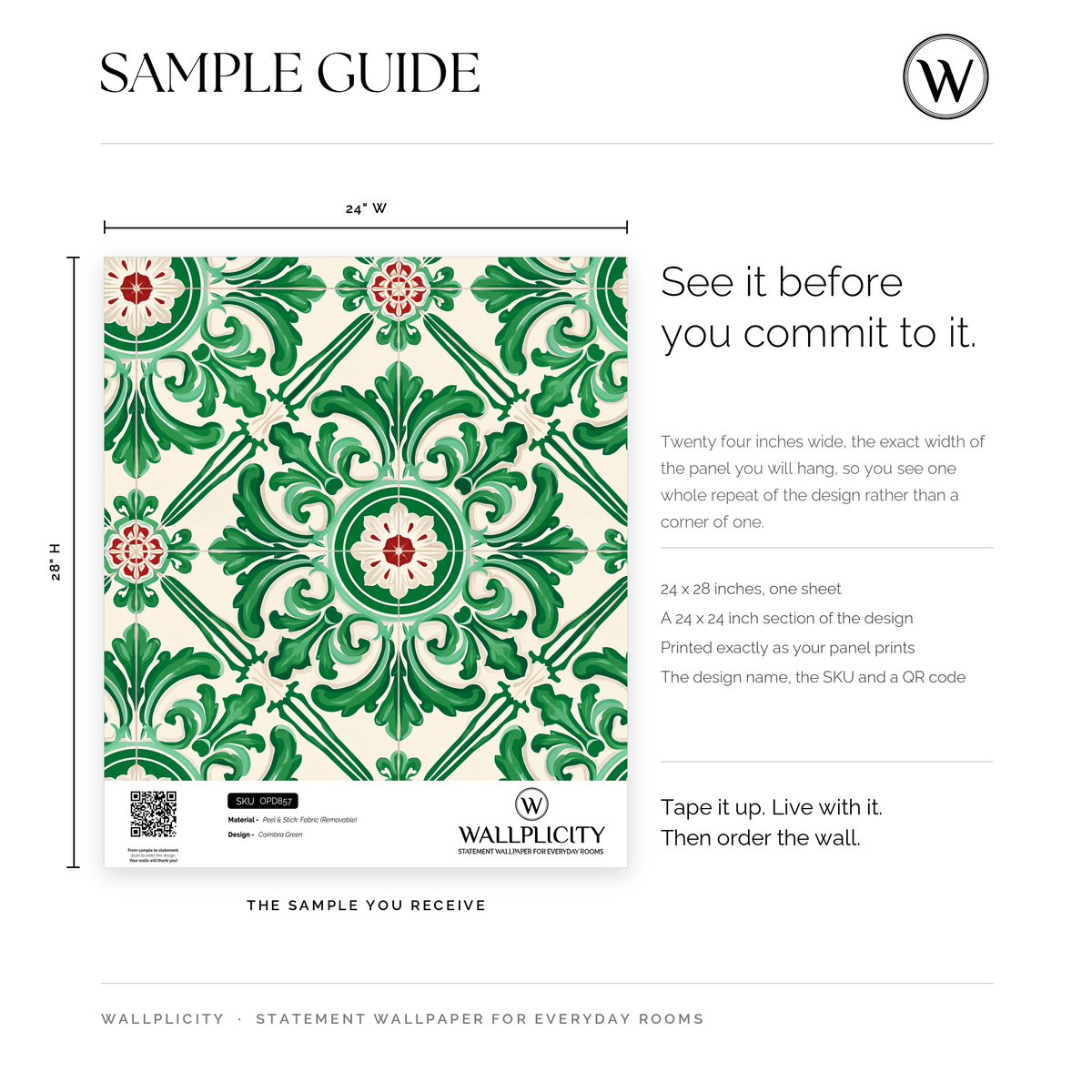 Coimbra Green wallpaper sample guide
