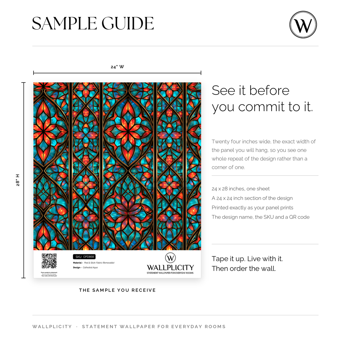 Cathedral Aqua wallpaper sample guide