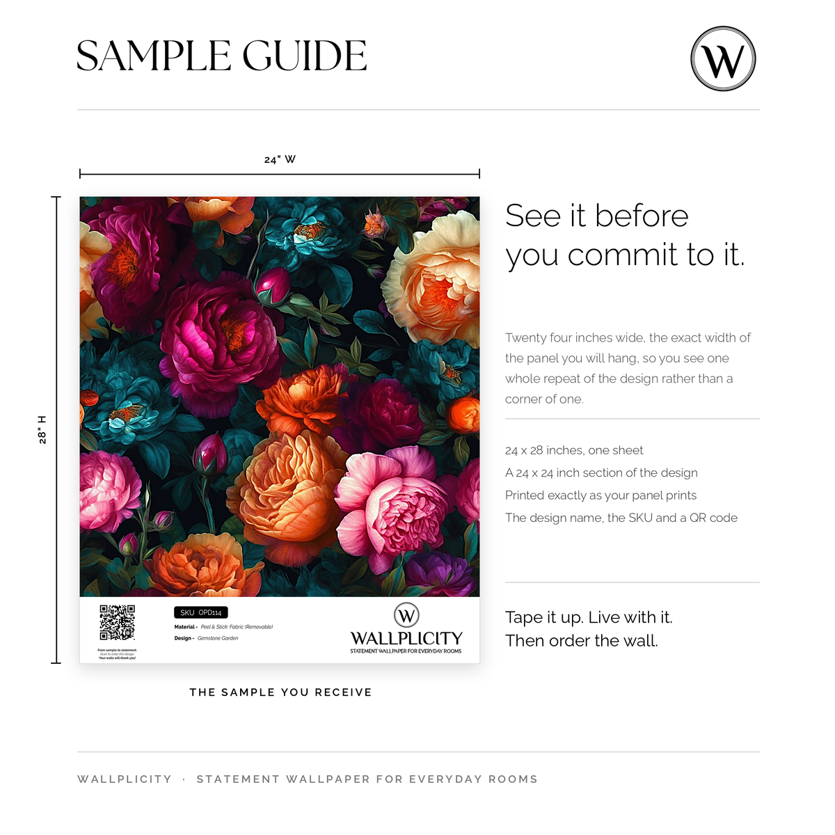 Gemstone Garden wallpaper sample guide
