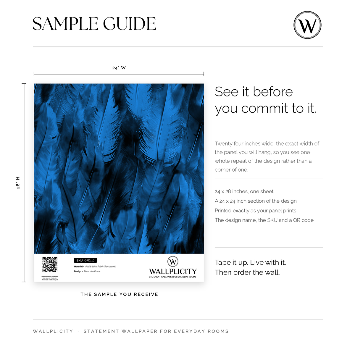 Bohemian Plume wallpaper sample guide