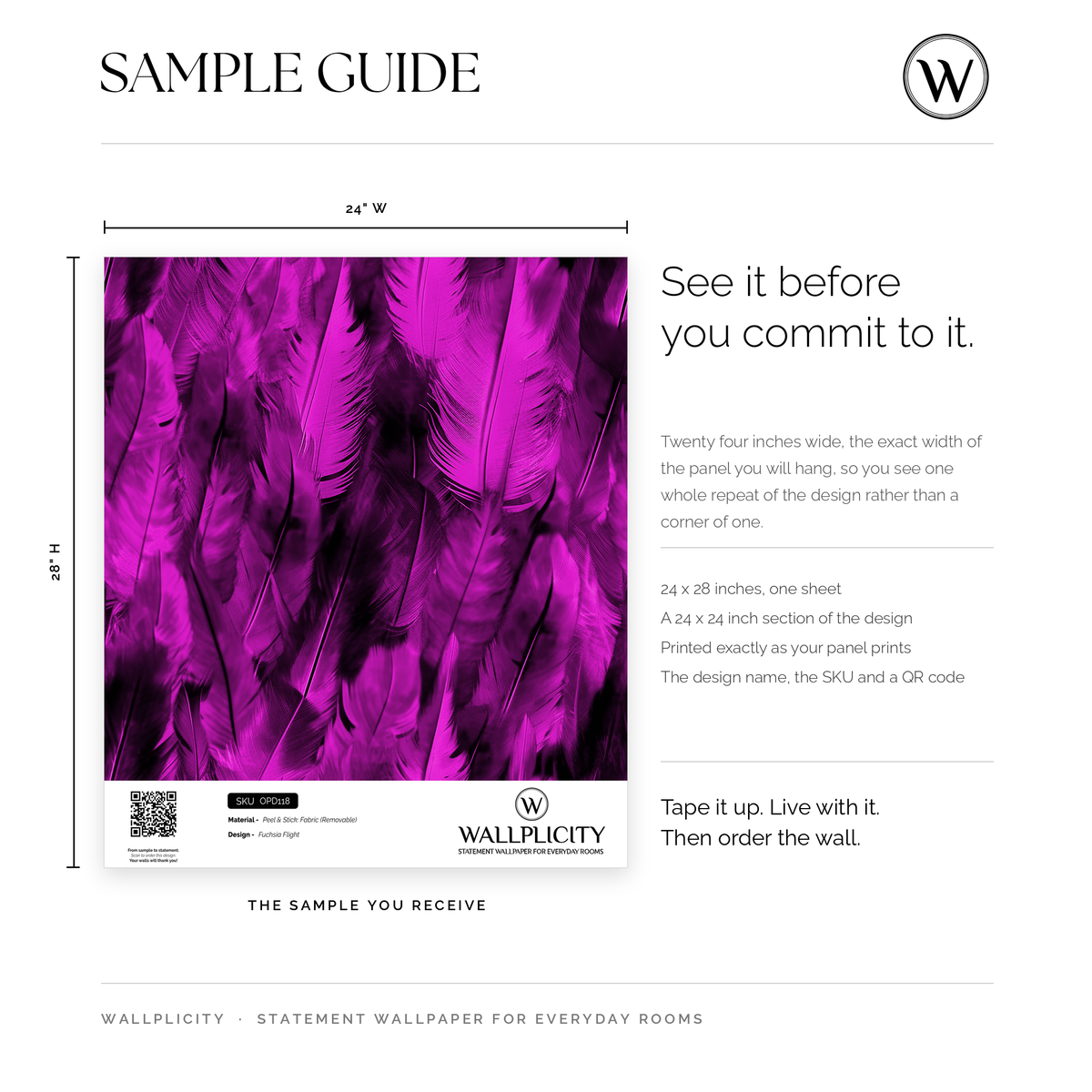 Fuchsia Flight wallpaper sample guide