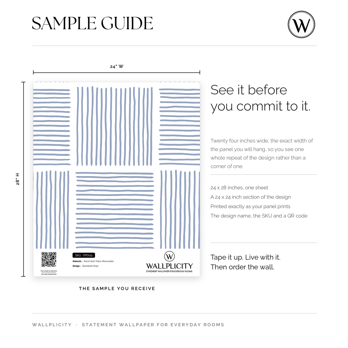 Boardwalk Stripe wallpaper sample guide