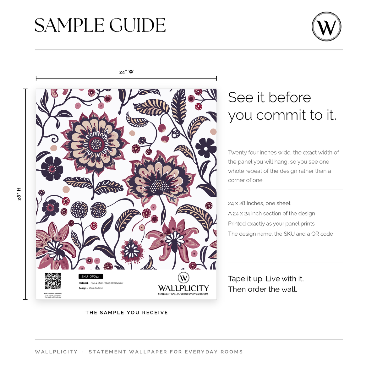 Plum Folklore wallpaper sample guide