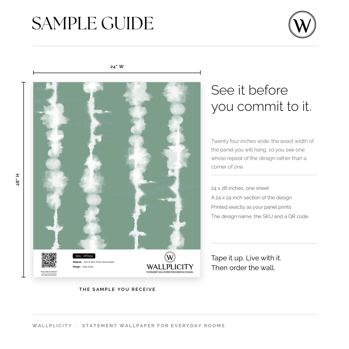 Sage Stripe wallpaper sample guide
