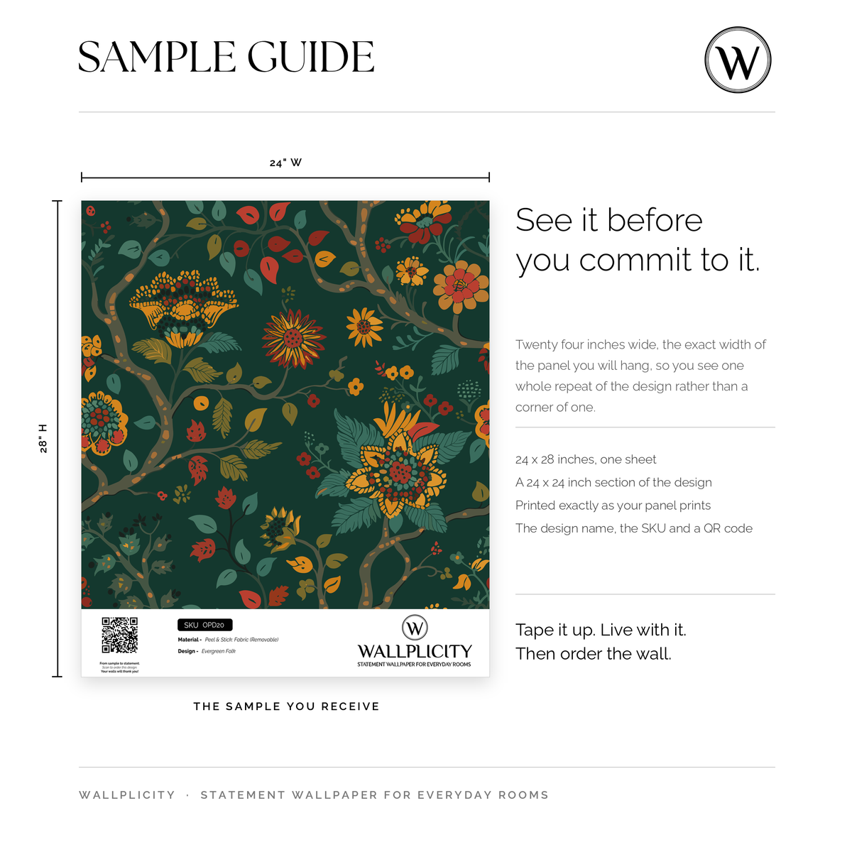 Evergreen Folk wallpaper sample guide