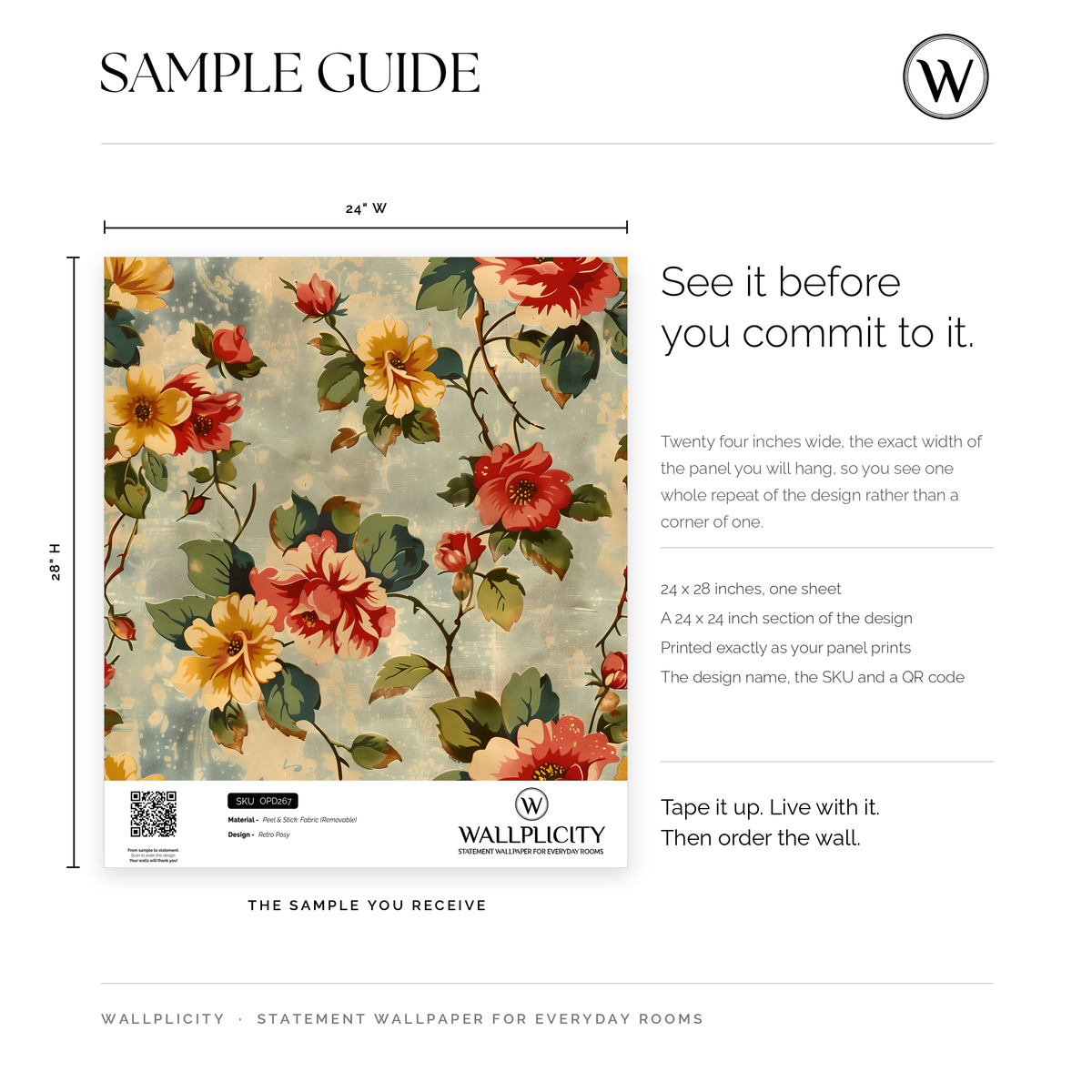Retro Posy wallpaper sample guide