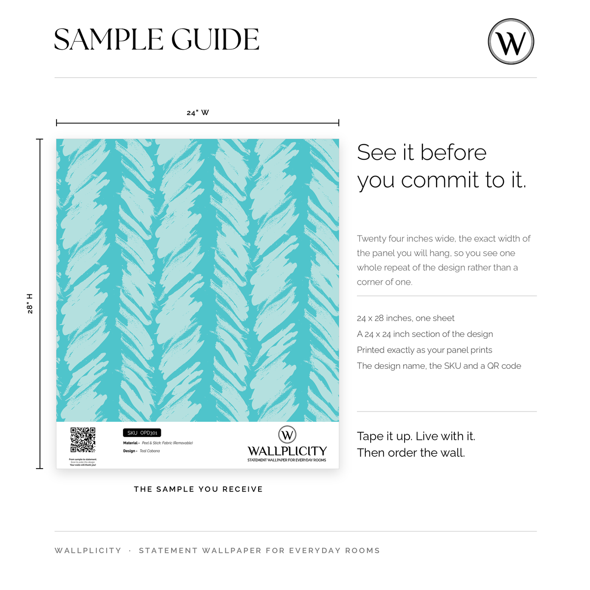 Teal Cabana wallpaper sample guide