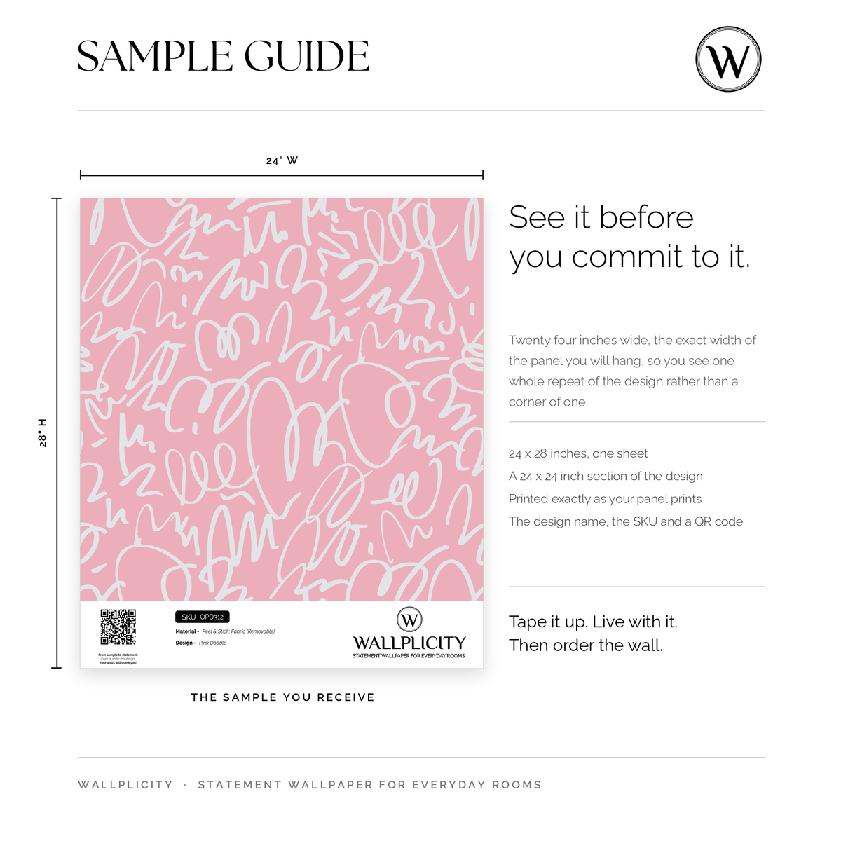 Pink Doodle wallpaper sample guide