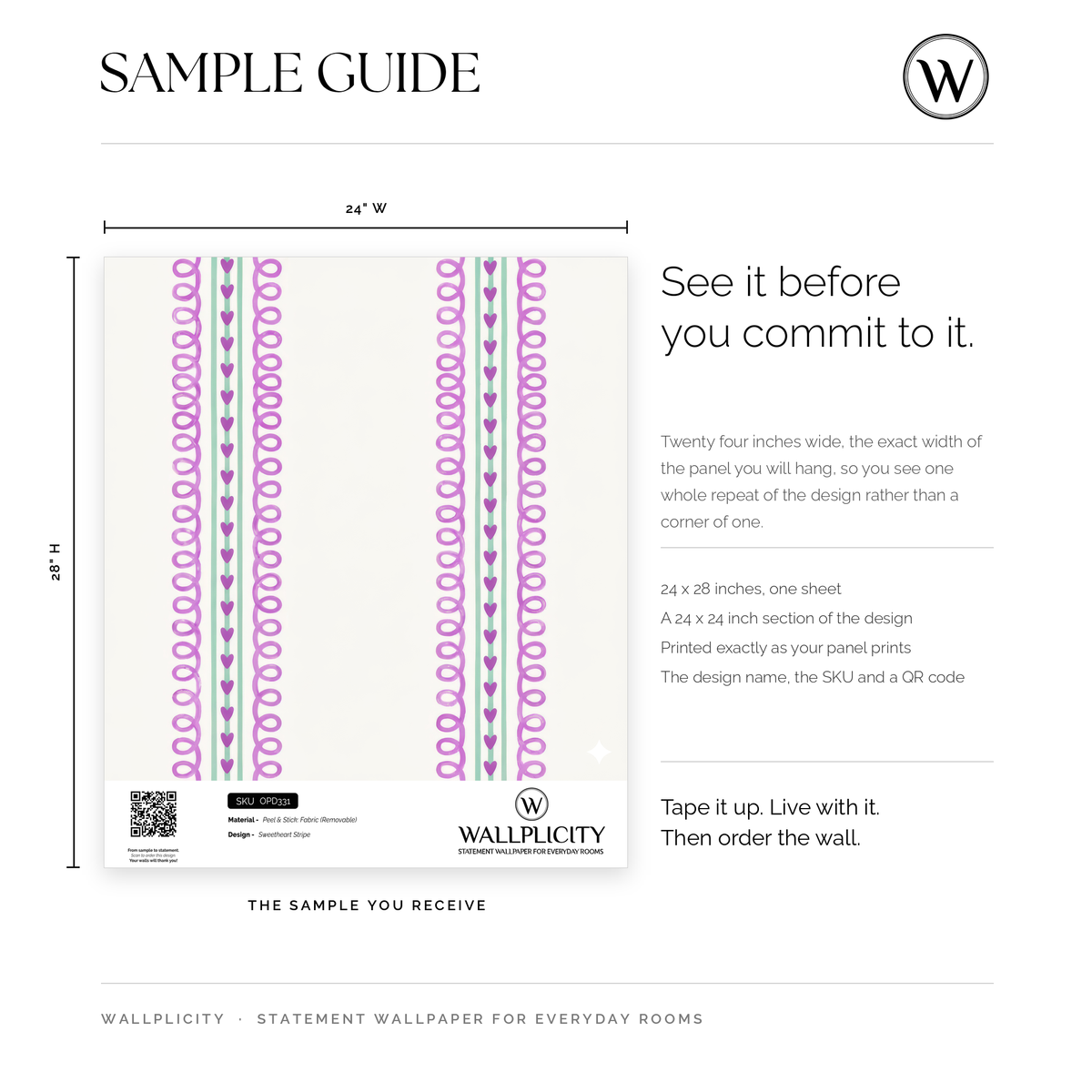 Sweetheart Stripe wallpaper sample guide