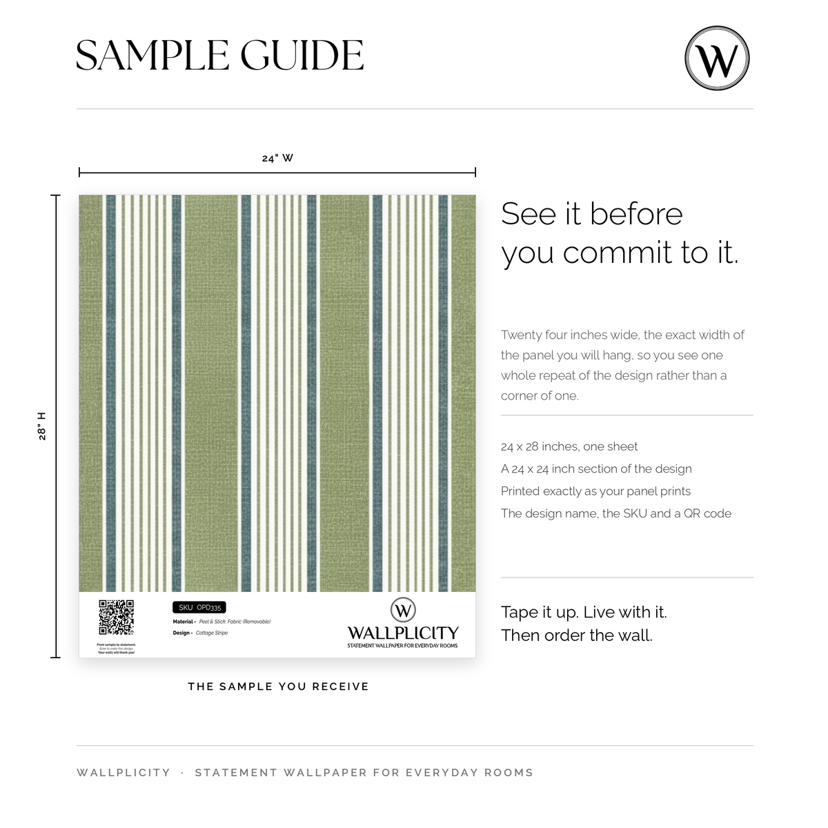 Cottage Stripe wallpaper sample guide