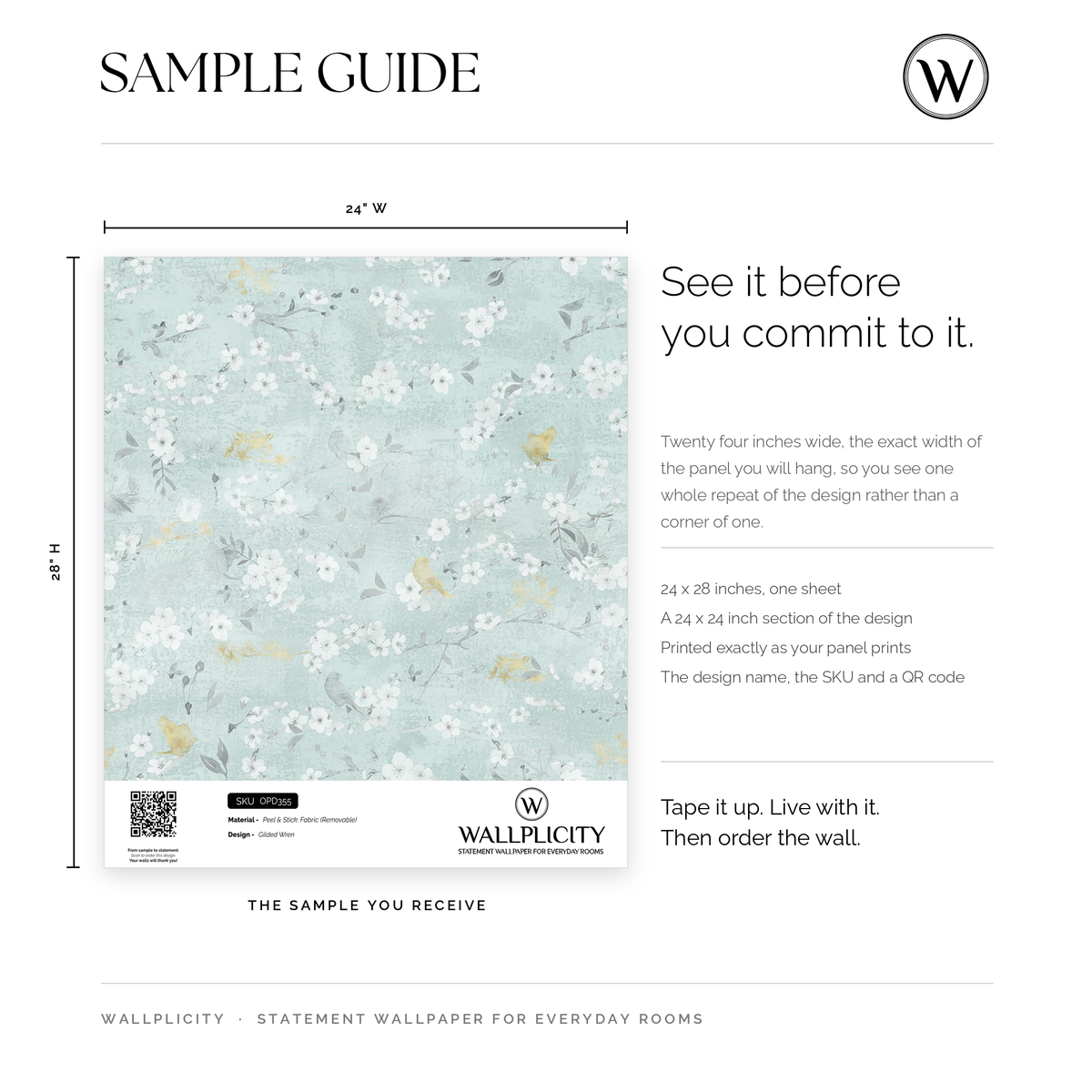 Gilded Wren wallpaper sample guide