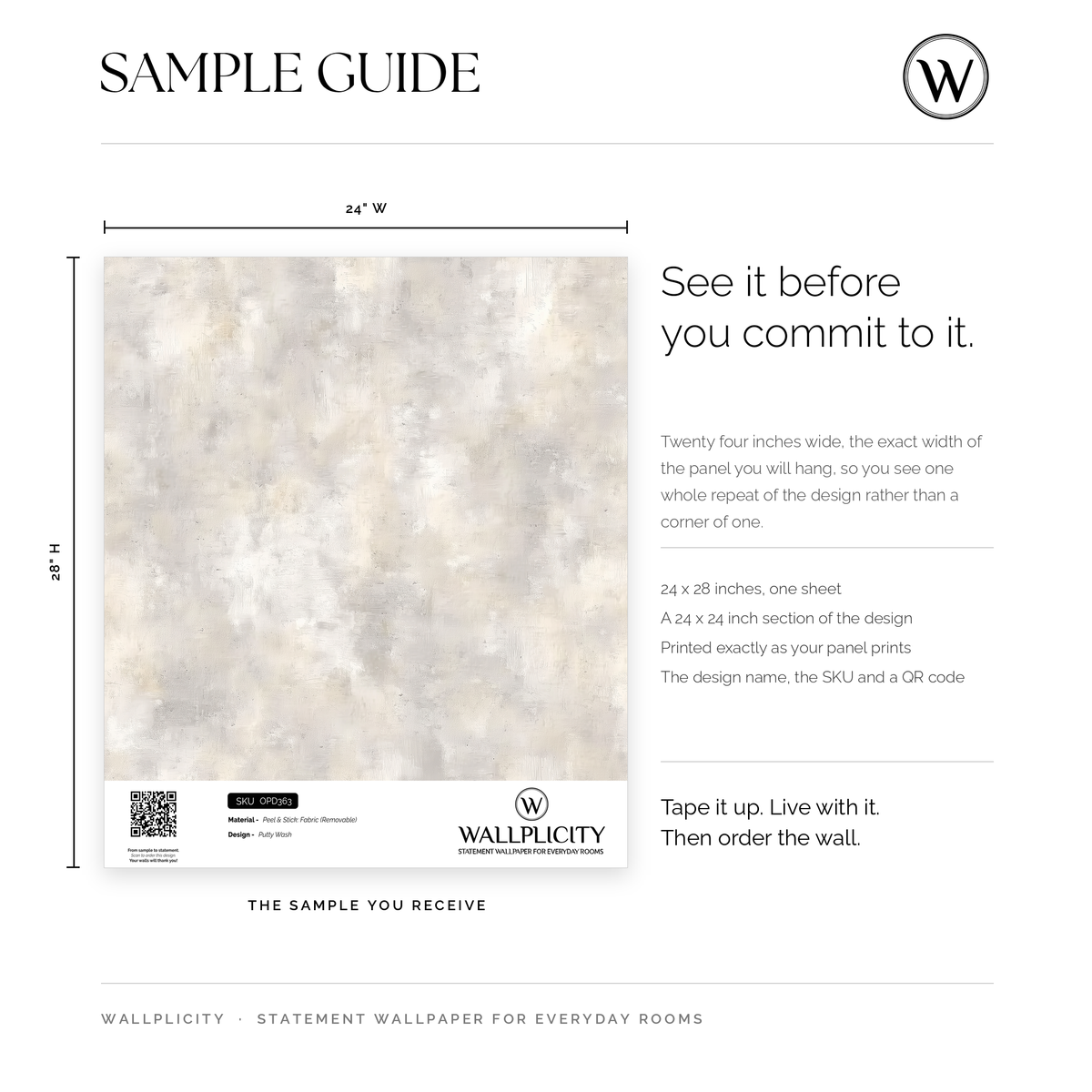 Putty Wash wallpaper sample guide