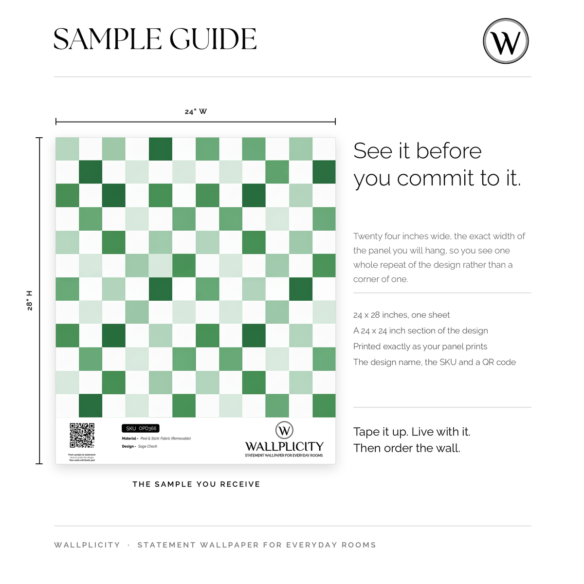 Sage Check wallpaper sample guide
