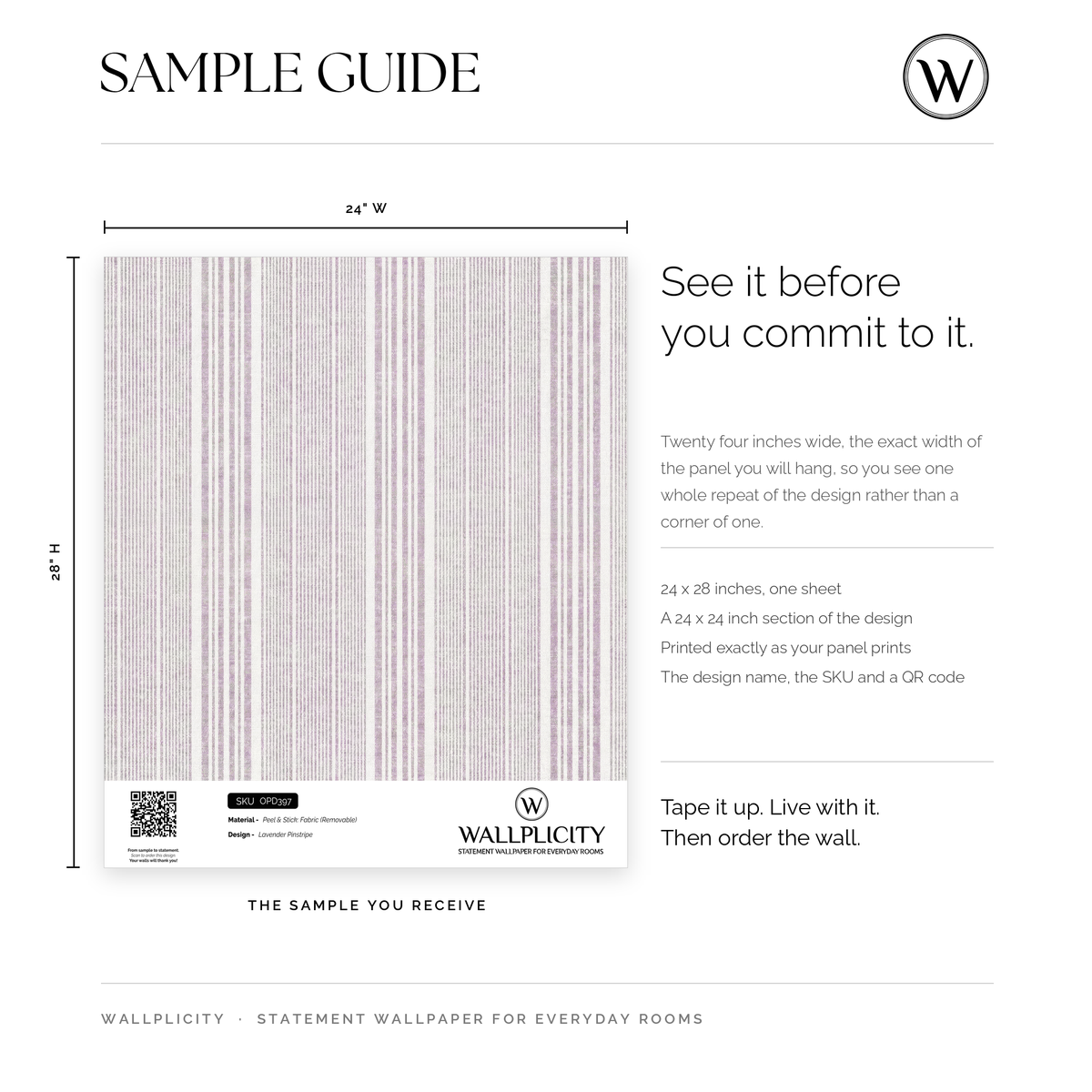 Lavender Pinstripe wallpaper sample guide