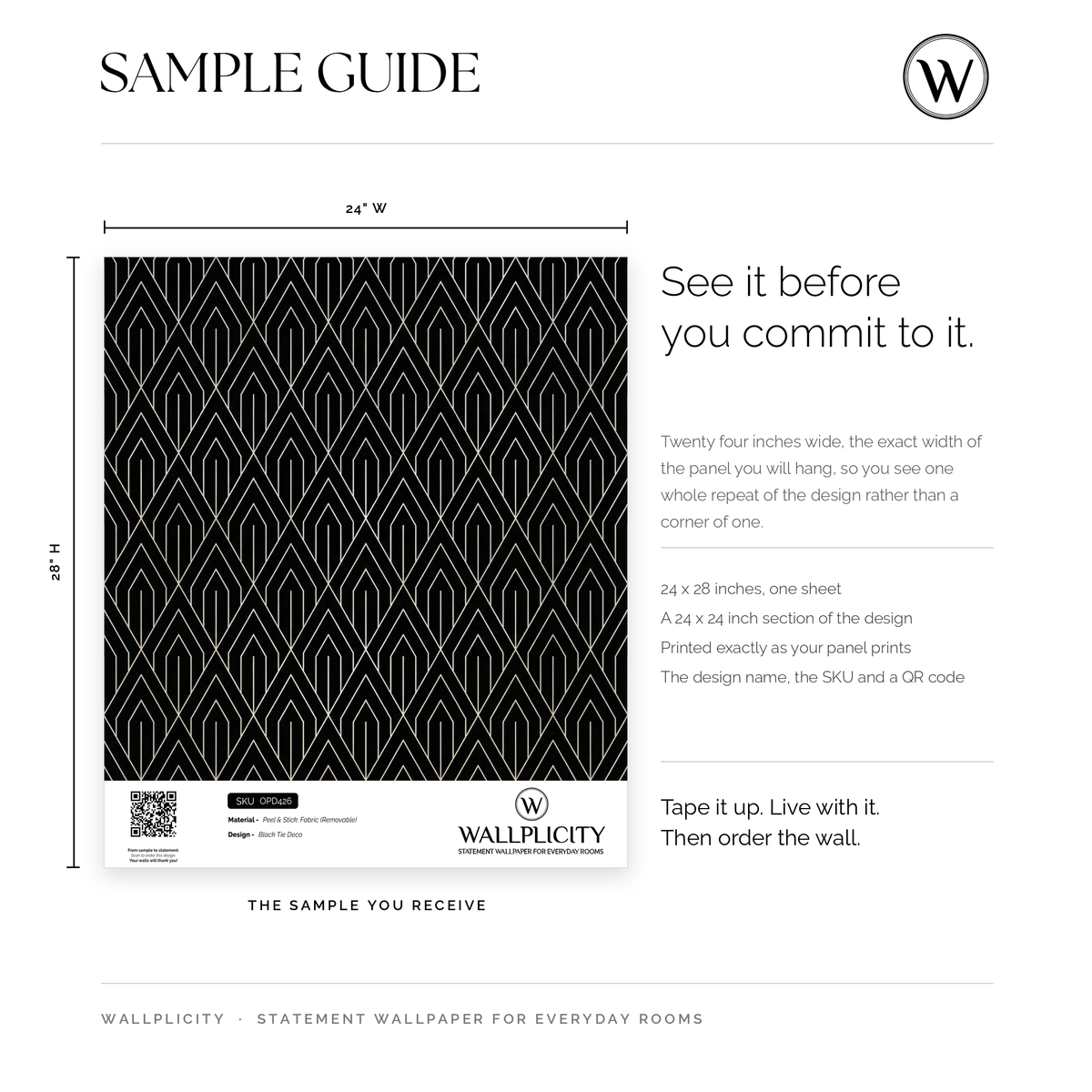 Black Tie Deco wallpaper sample guide