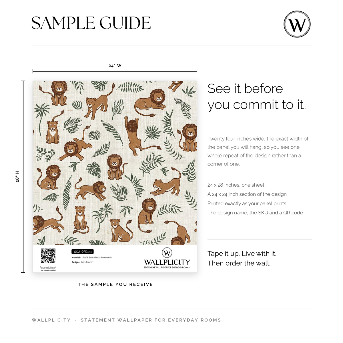 Lion Around wallpaper sample guide