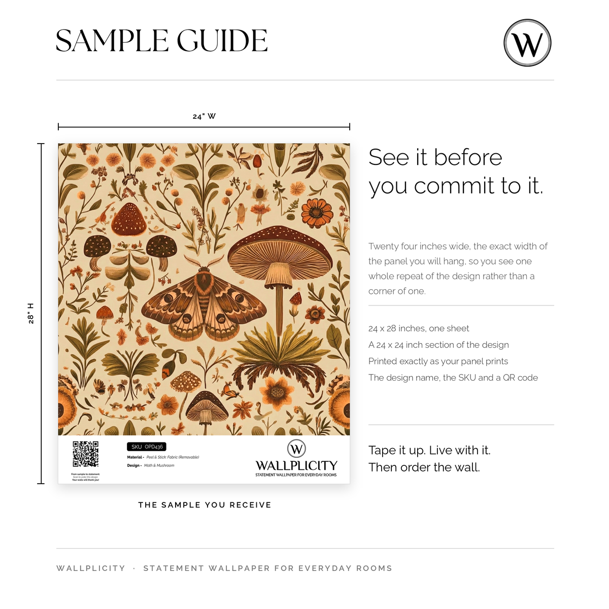 Moth & Mushroom wallpaper sample guide