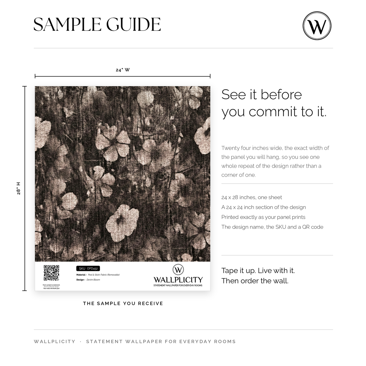 Denim Bloom wallpaper sample guide