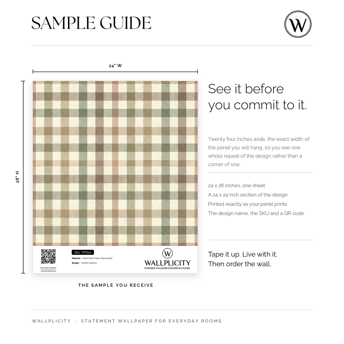 Market Gingham wallpaper sample guide
