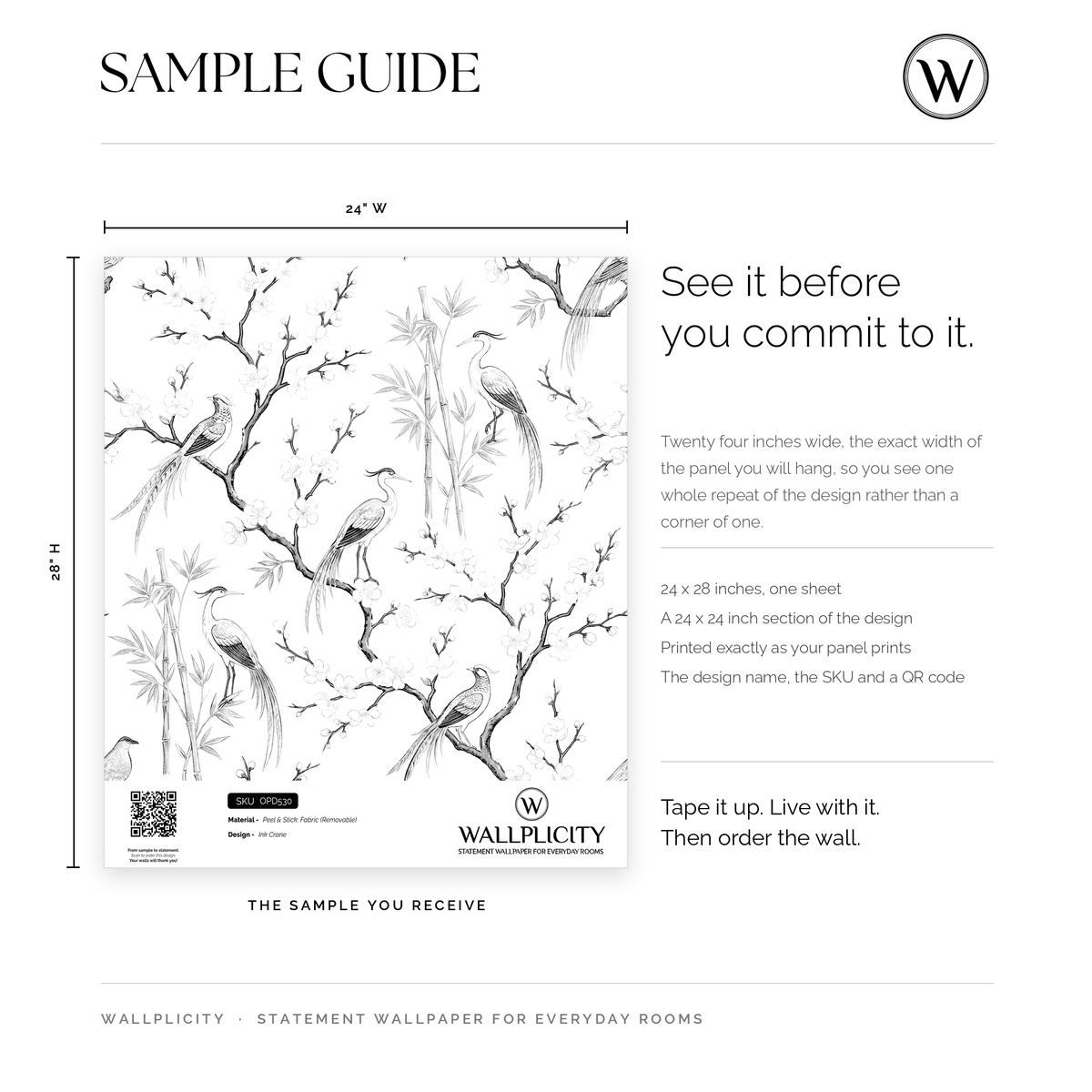 Ink Crane wallpaper sample guide