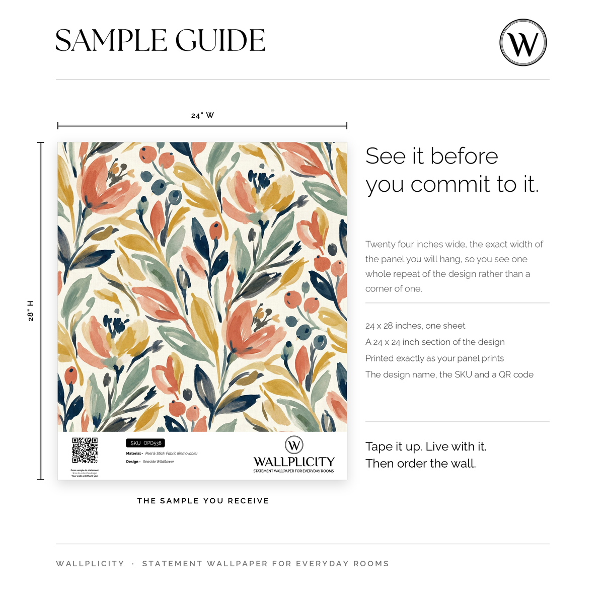 Seaside Wildflower wallpaper sample guide